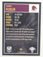 NRL 2022 Elite Base Card #005 Thomas Flegler Brisbane Broncos