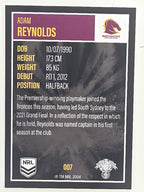 NRL 2022 Elite Base Card #007 Adam Reynolds Brisbane Broncos