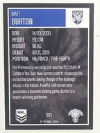 NRL 2022 Elite Base Card #021 Matt Burton Canterbury Bankstown Bulldogs