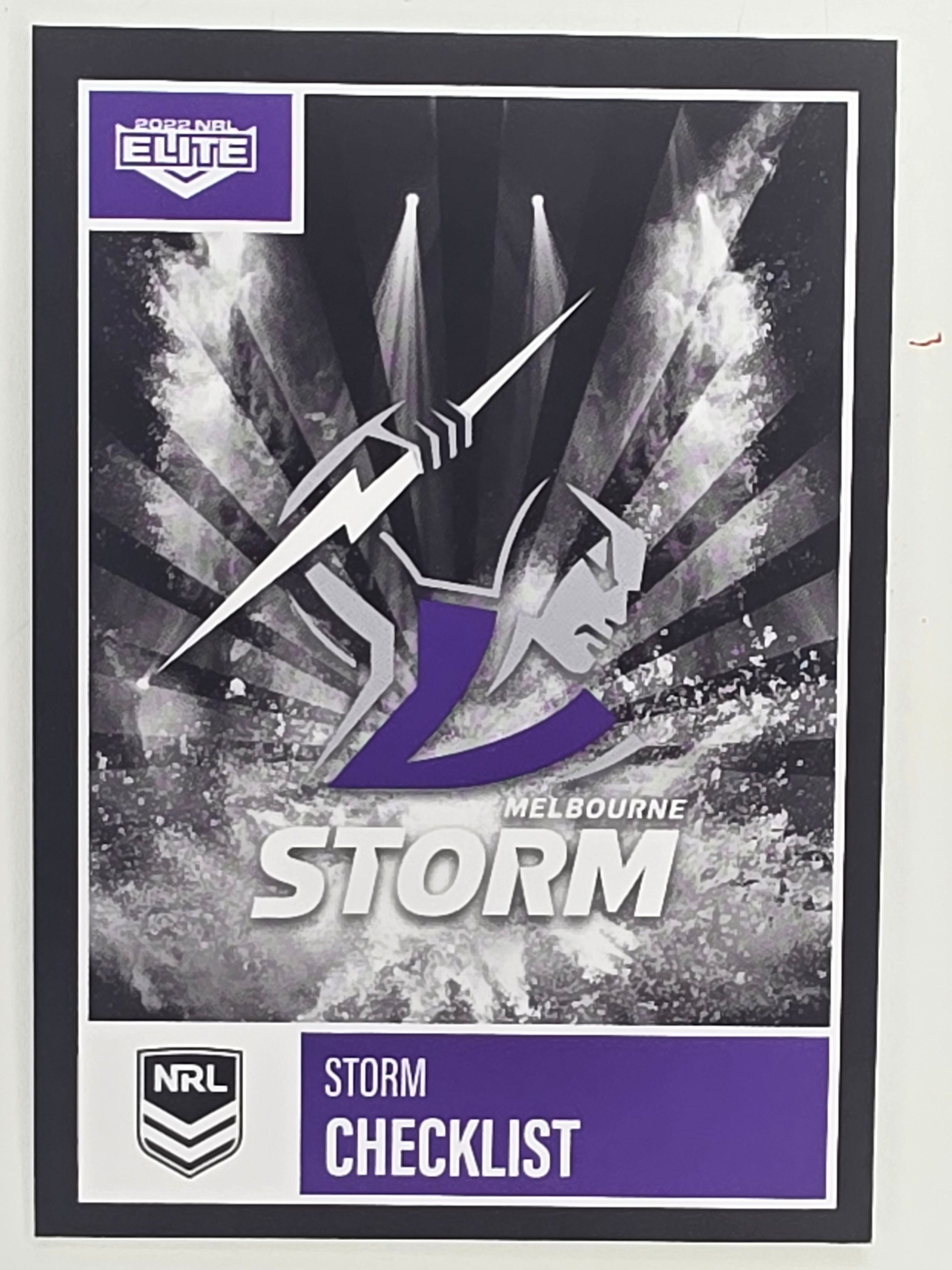 NRL 2022 Elite Base Card #055 Storm Checklist Melbourne Storm