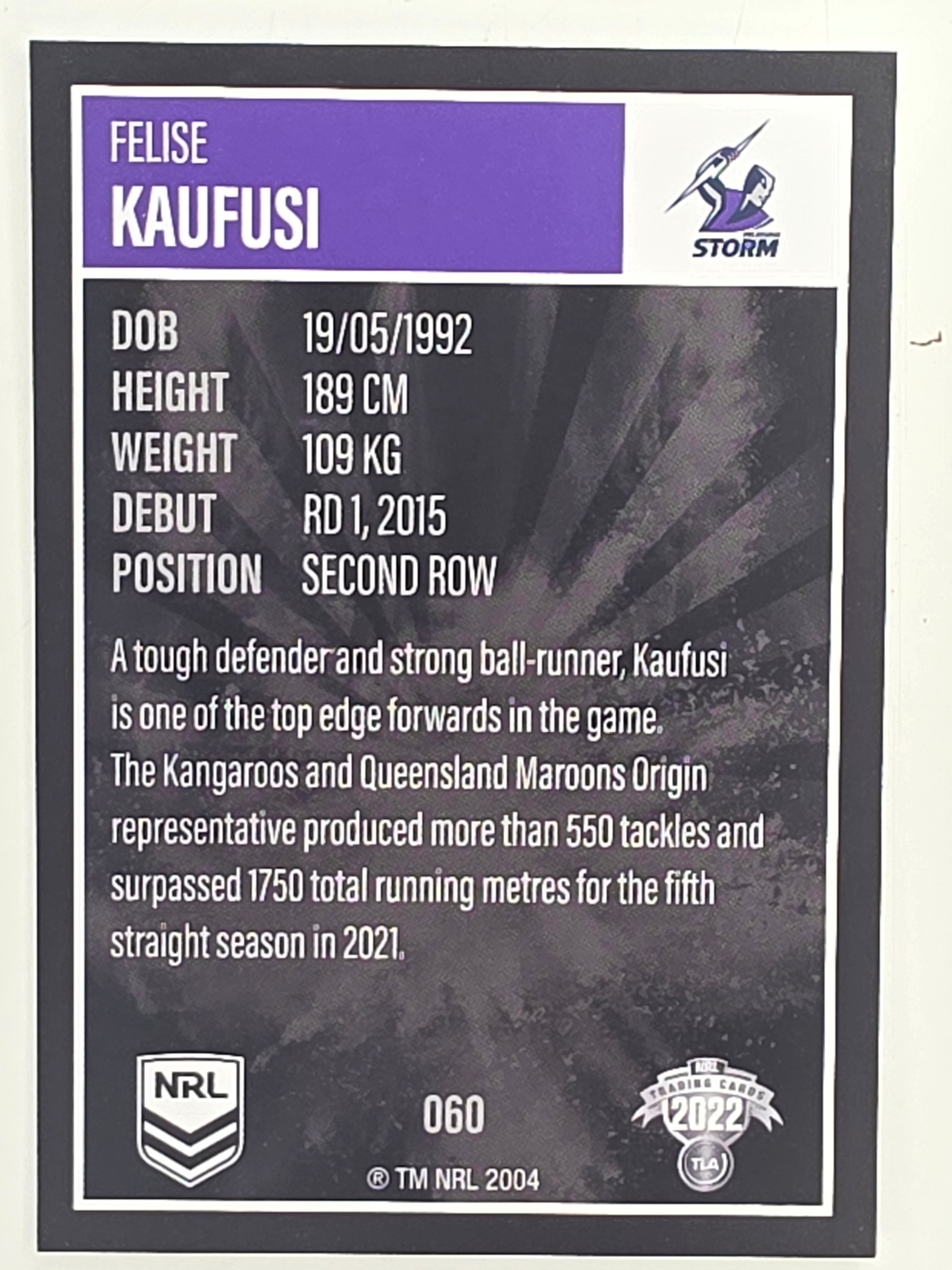 NRL 2022 Elite Base Card #060 Felise Kaufusi Melbourne Storm