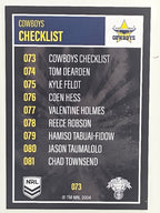 NRL 2022 Elite Base Card #073 Cowboys Checklist North Queensland Cowboys