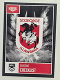 NRL 2022 Elite Base Card #109 Dragons Checklist St George Illawarra Dragons
