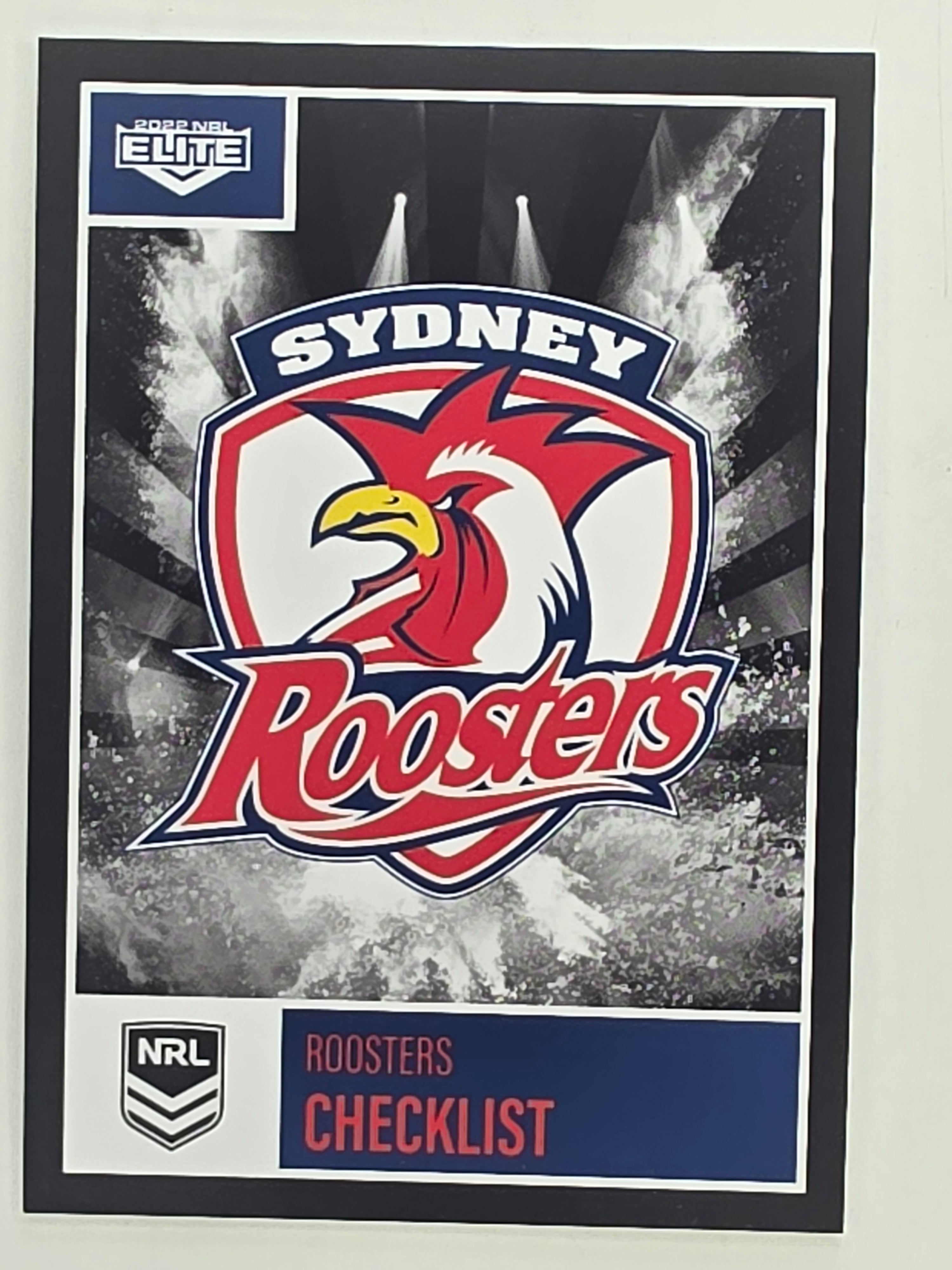 NRL 2022 Elite Base Card #118 Roosters Checklist Sydney Roosters