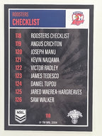 NRL 2022 Elite Base Card #118 Roosters Checklist Sydney Roosters