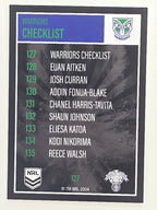 NRL 2022 Elite Base Card #127 Warriors Checklist New Zealand Warriors