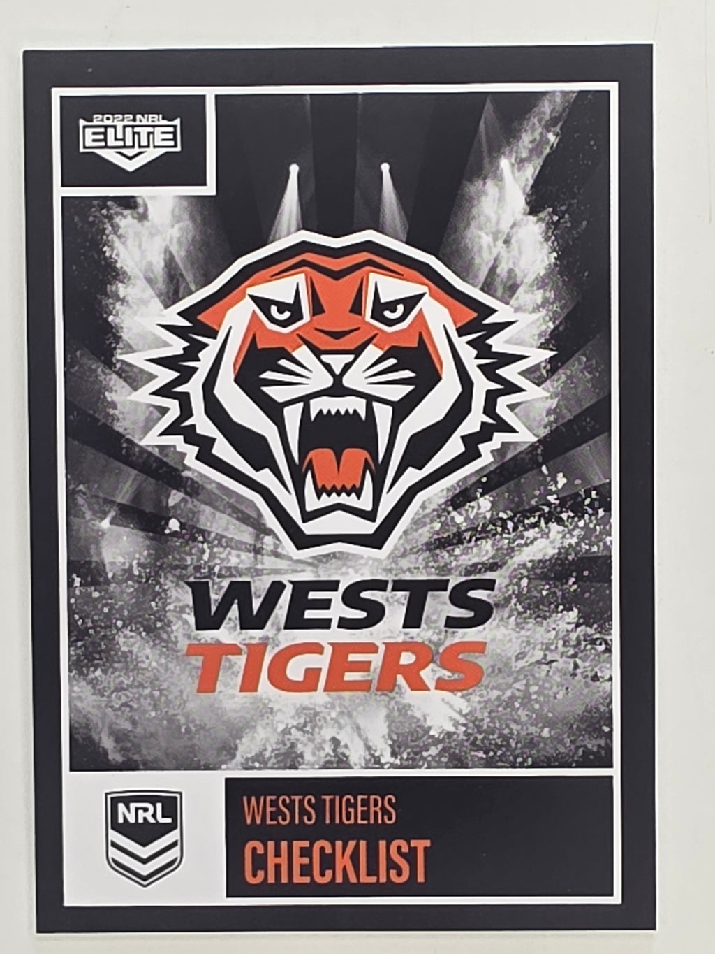 NRL 2022 Elite Base Card #136 Wests Tigers Checklist Wests Tigers
