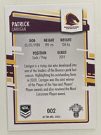 NRL 2021 Elite Base Card #002 Patrick Carrigan Brisbane Broncos
