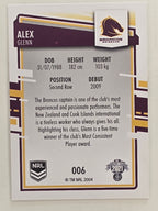 NRL 2021 Elite Base Card #006 Alex Glenn Brisbane Broncos