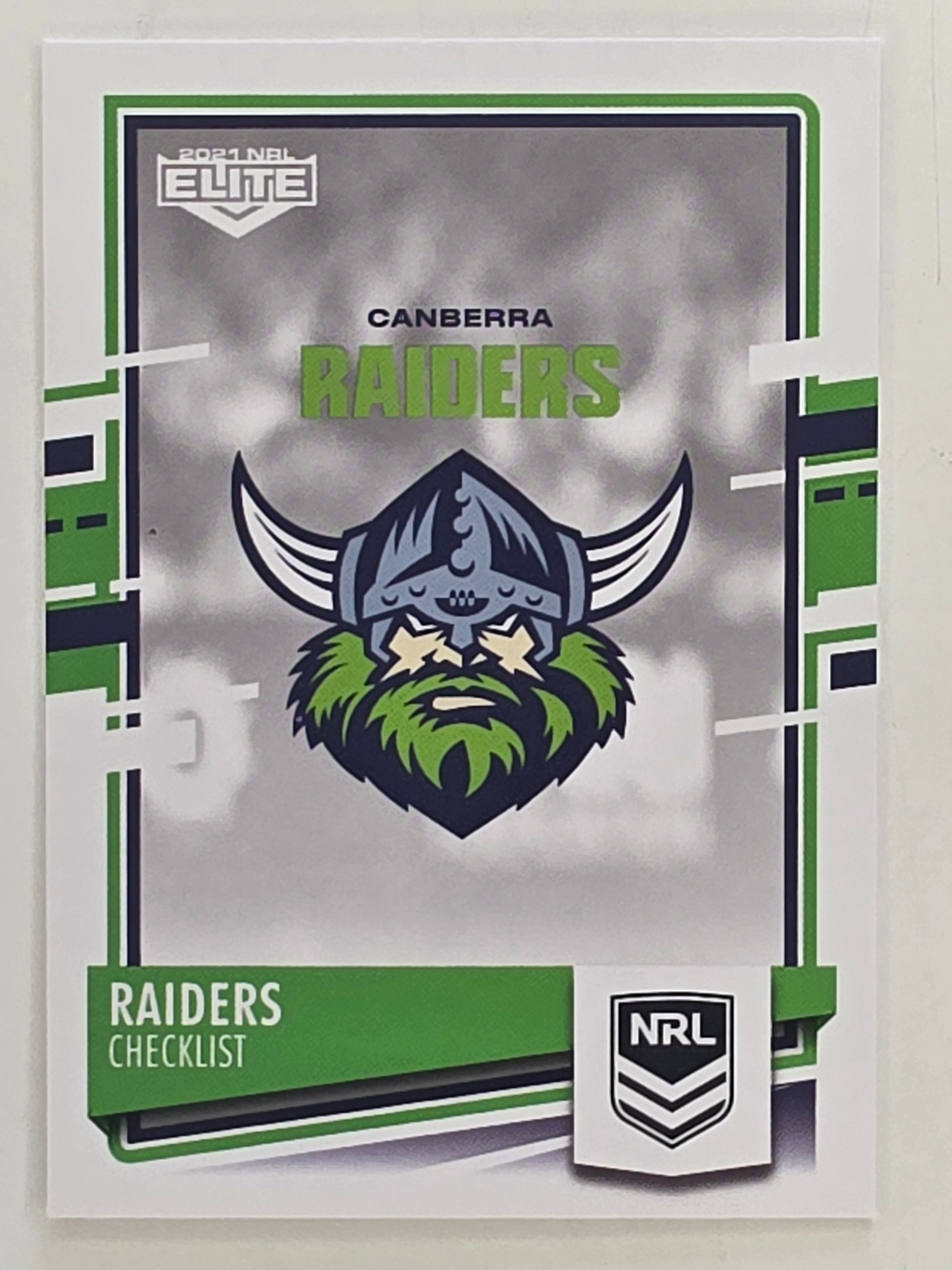 NRL 2021 Elite Base Card #010 Raiders Checklist Canberra Raiders