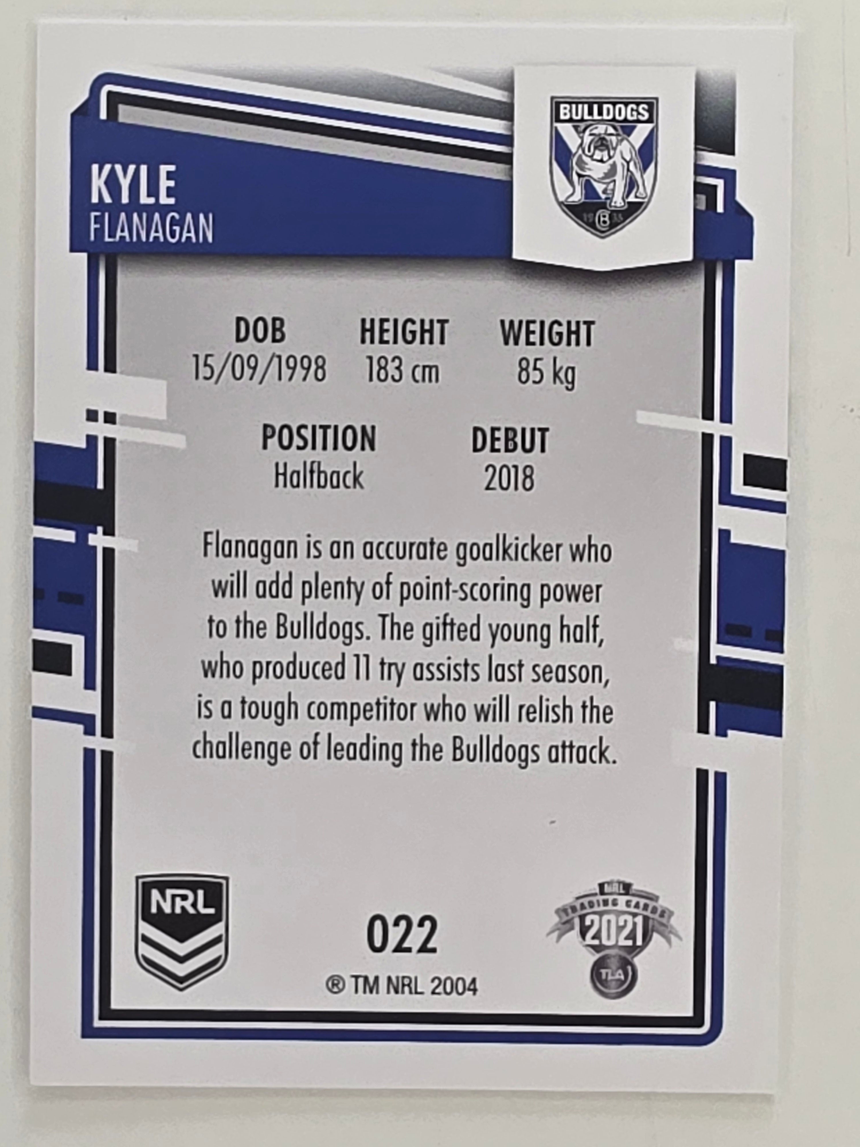 NRL 2021 Elite Base Card #022 Kyle Flanagan Canterbury Bankstown Bulldogs