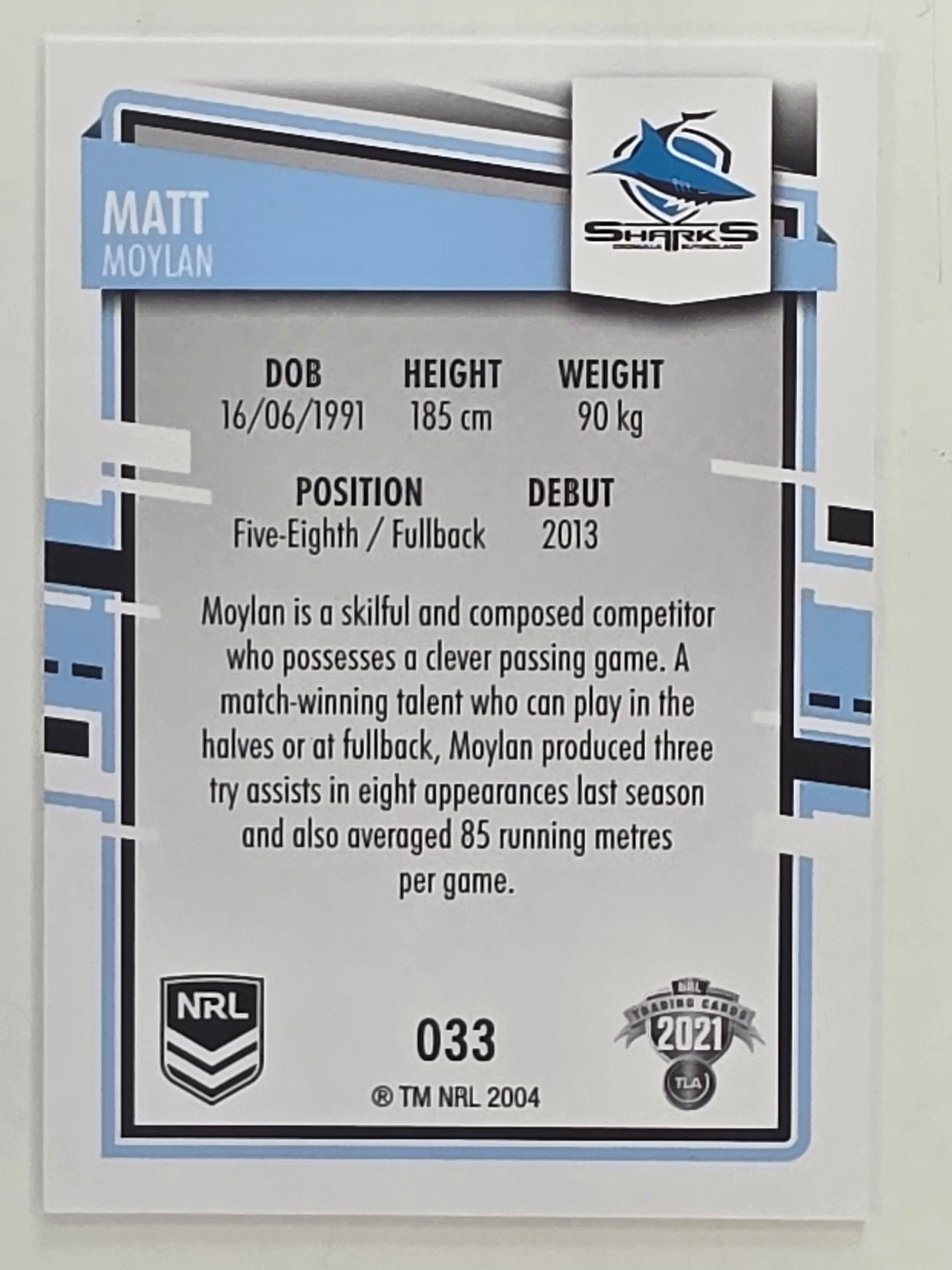 NRL 2021 Elite Base Card #033 Matt Moylan Cronulla Sutherland Sharks