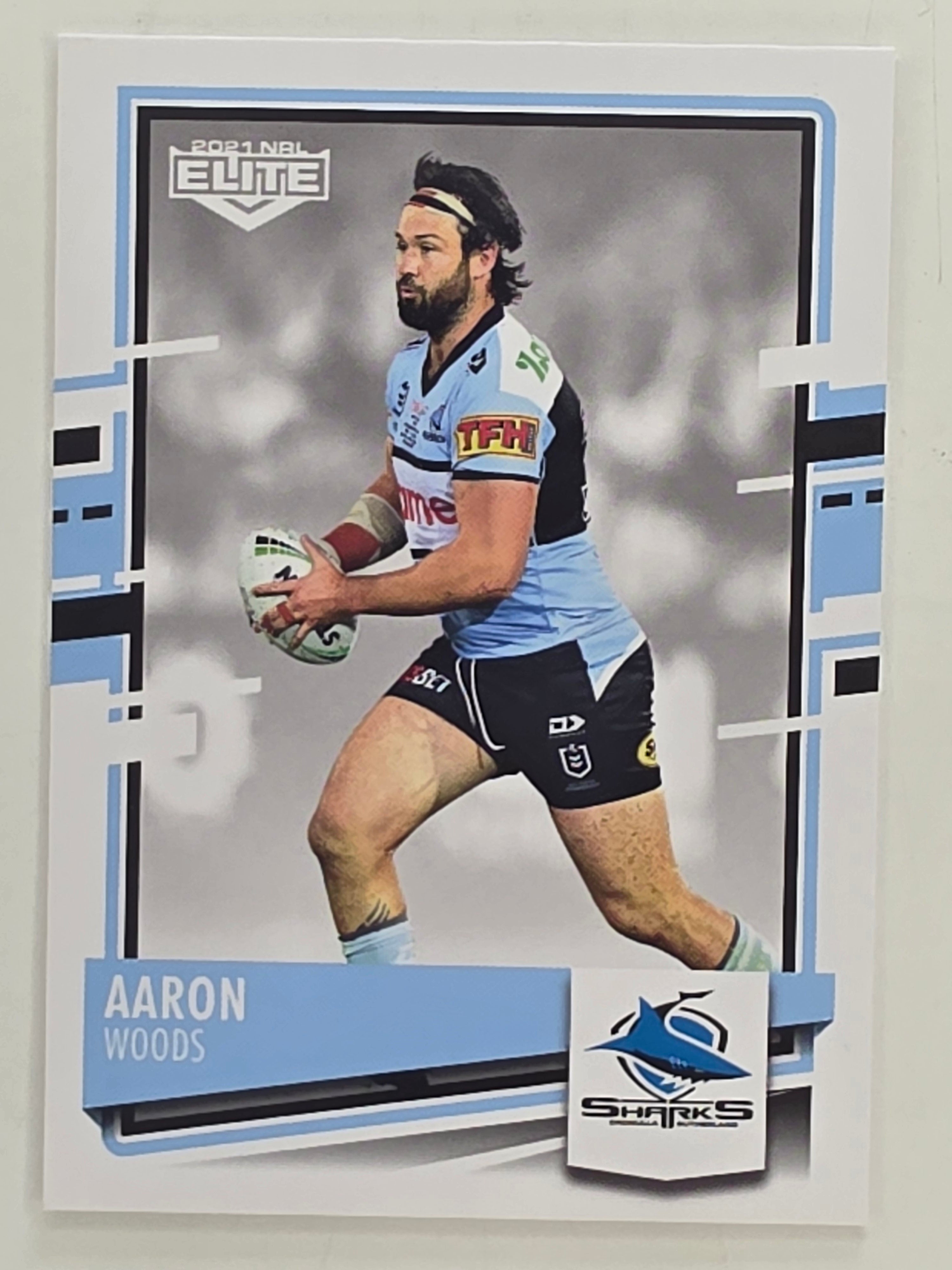 NRL 2021 Elite Base Card #036 Aaron Woods Cronulla Sutherland Sharks