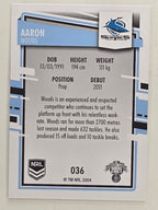 NRL 2021 Elite Base Card #036 Aaron Woods Cronulla Sutherland Sharks