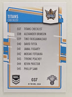 NRL 2021 Elite Base Card #037 Titans Checklist Gold Coast Titans