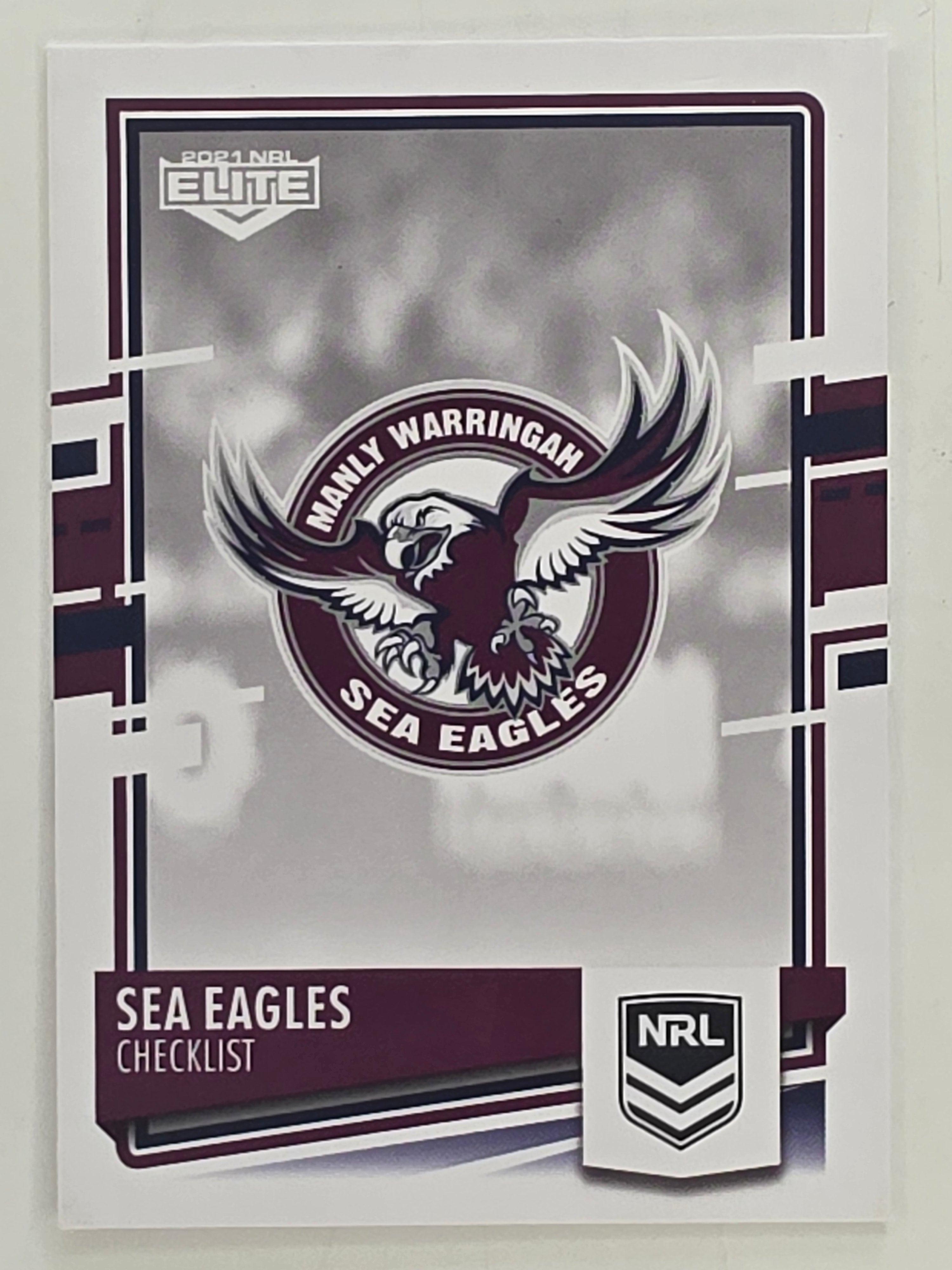 NRL 2021 Elite Base Card #046 Sea Eagles Checklist Manly Warringah Sea Eagles
