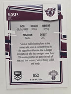 NRL 2021 Elite Base Card #052 Moses Suli Manly Warringah Sea Eagles