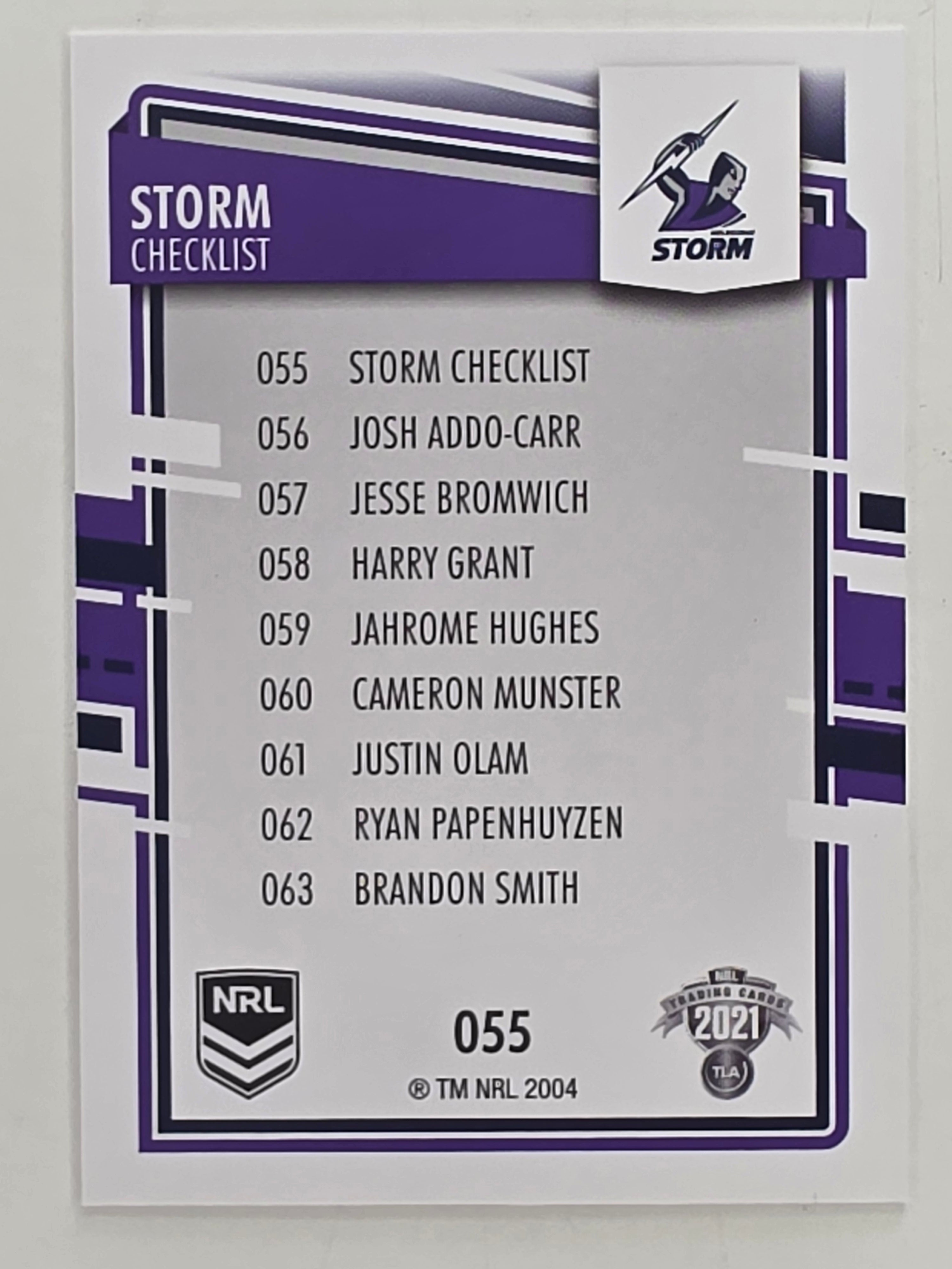 NRL 2021 Elite Base Card #055 Storm Checklist Melbourne Storm