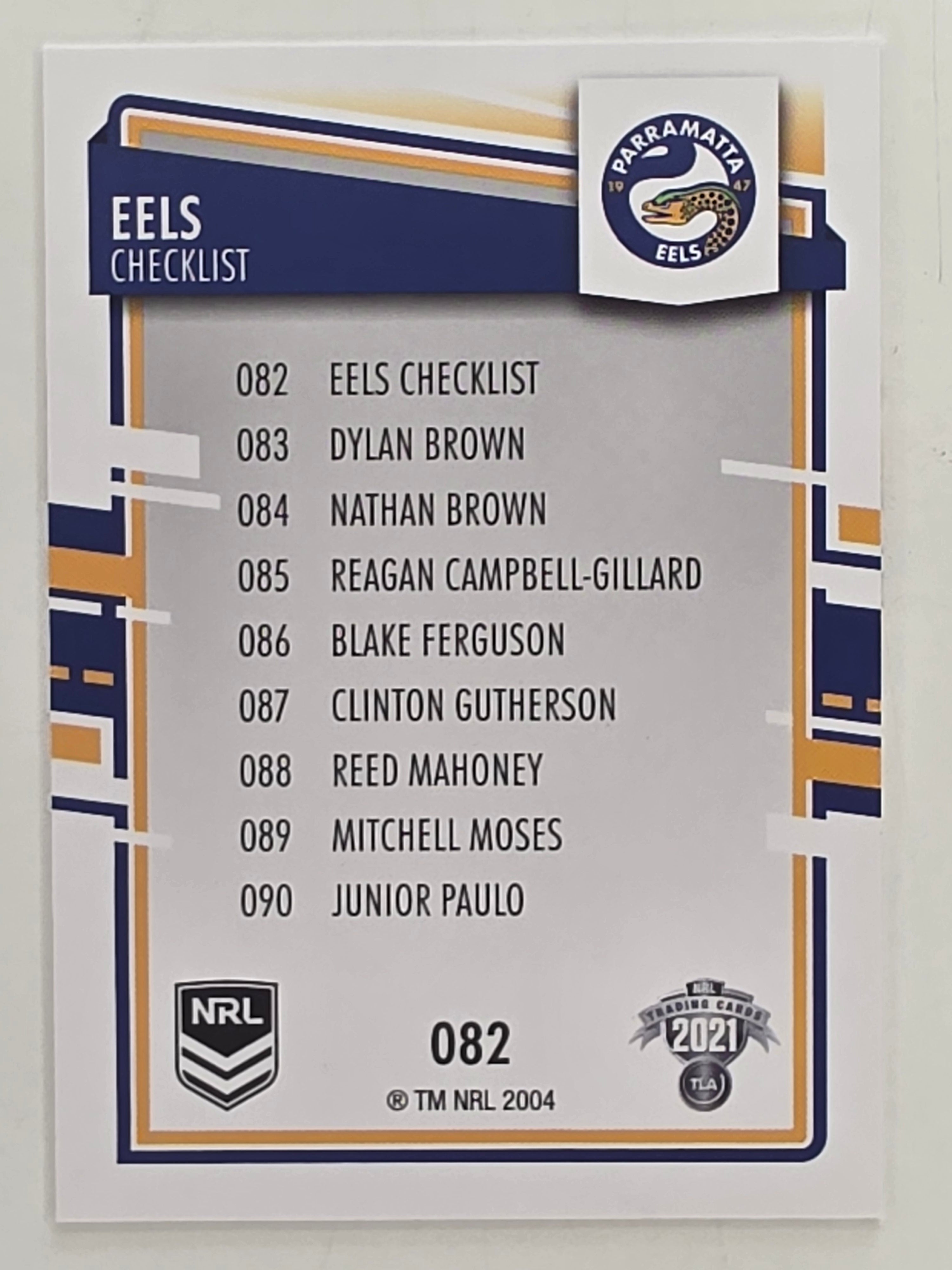 NRL 2021 Elite Base Card #082 Eels Checklist Parramatta Eels