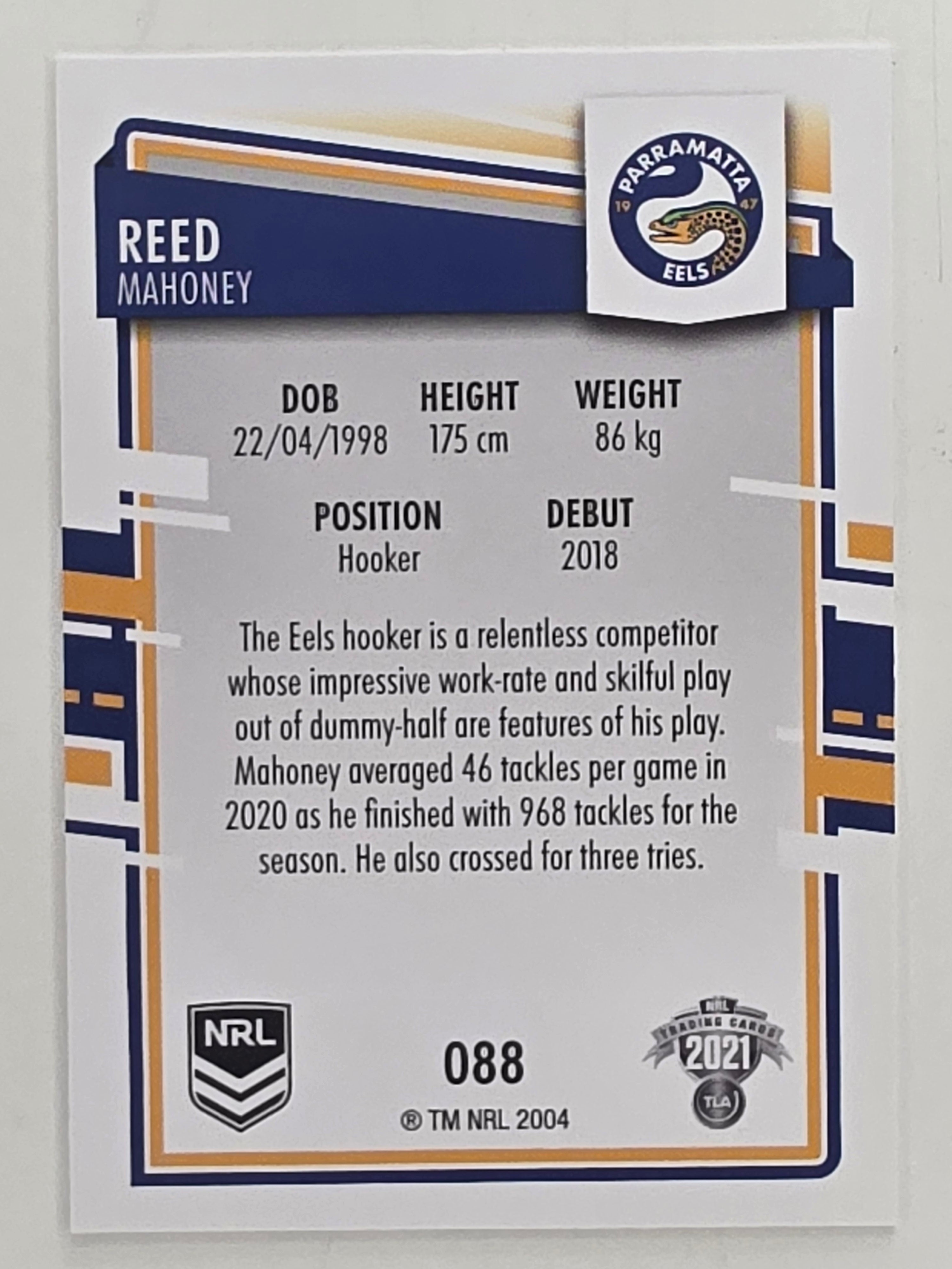 NRL 2021 Elite Base Card #088 Reed Mahoney Parramatta Eels