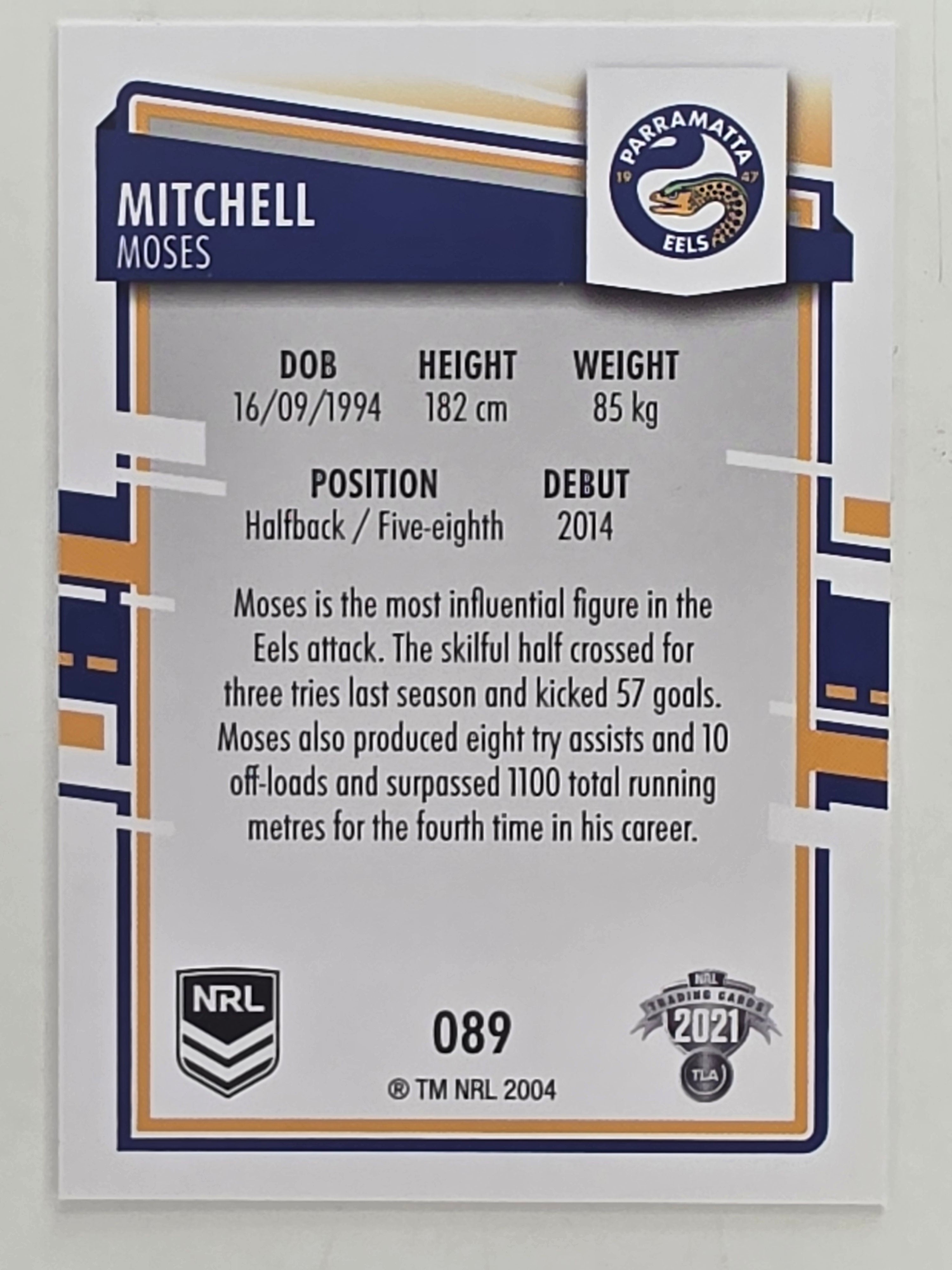 NRL 2021 Elite Base Card #089 Mitchell Moses Parramatta Eels