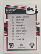 NRL 2021 Elite Base Card #100 Rabbitohs Checklist South Sydney Rabbitohs