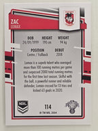 NRL 2021 Elite Base Card #114 Zac Lomax St George Illawarra Dragons