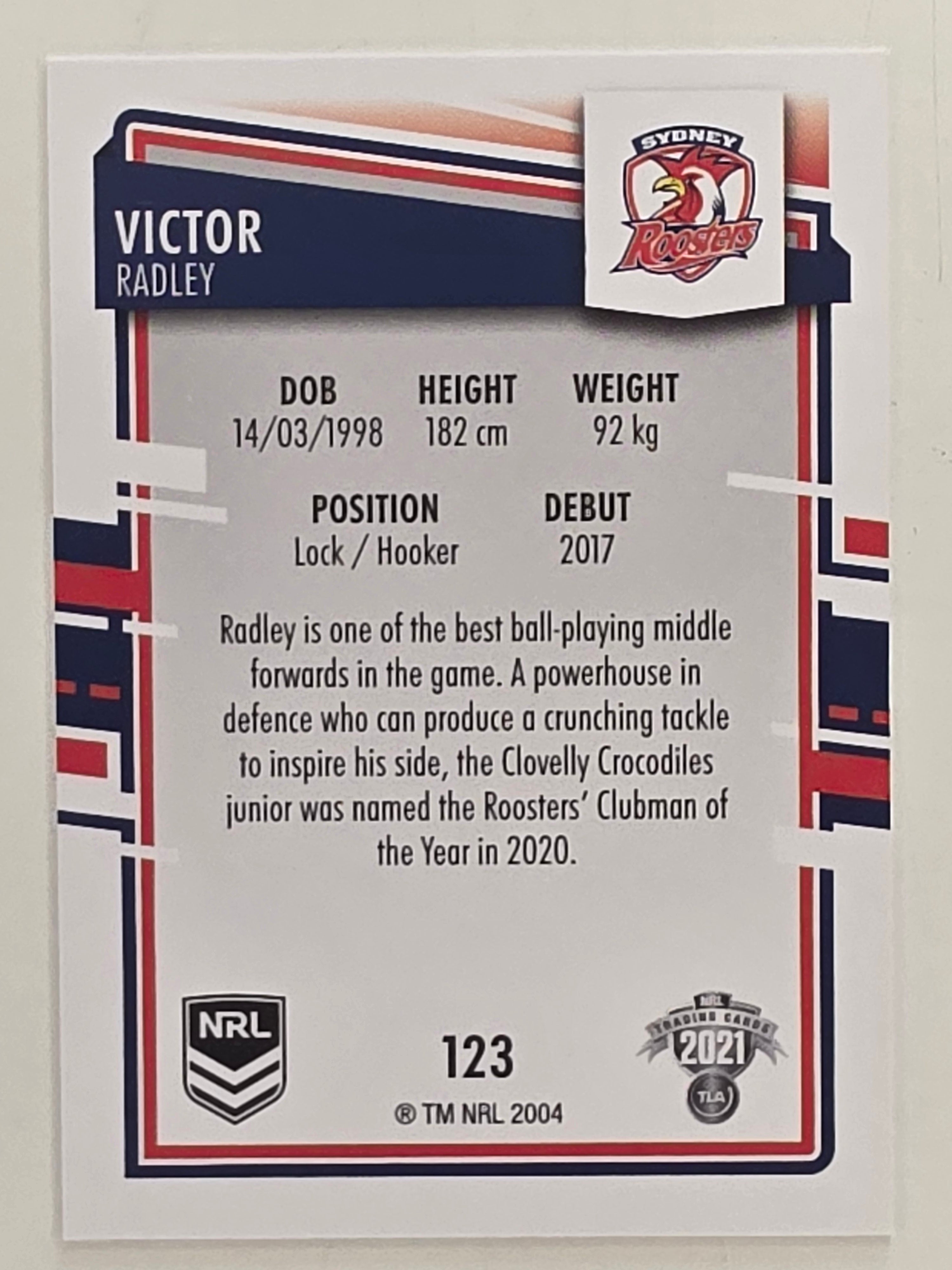 NRL 2021 Elite Base Card #123 Victor Radley Sydney Roosters