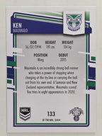 NRL 2021 Elite Base Card #133 Ken Maumalo New Zealand Warriors