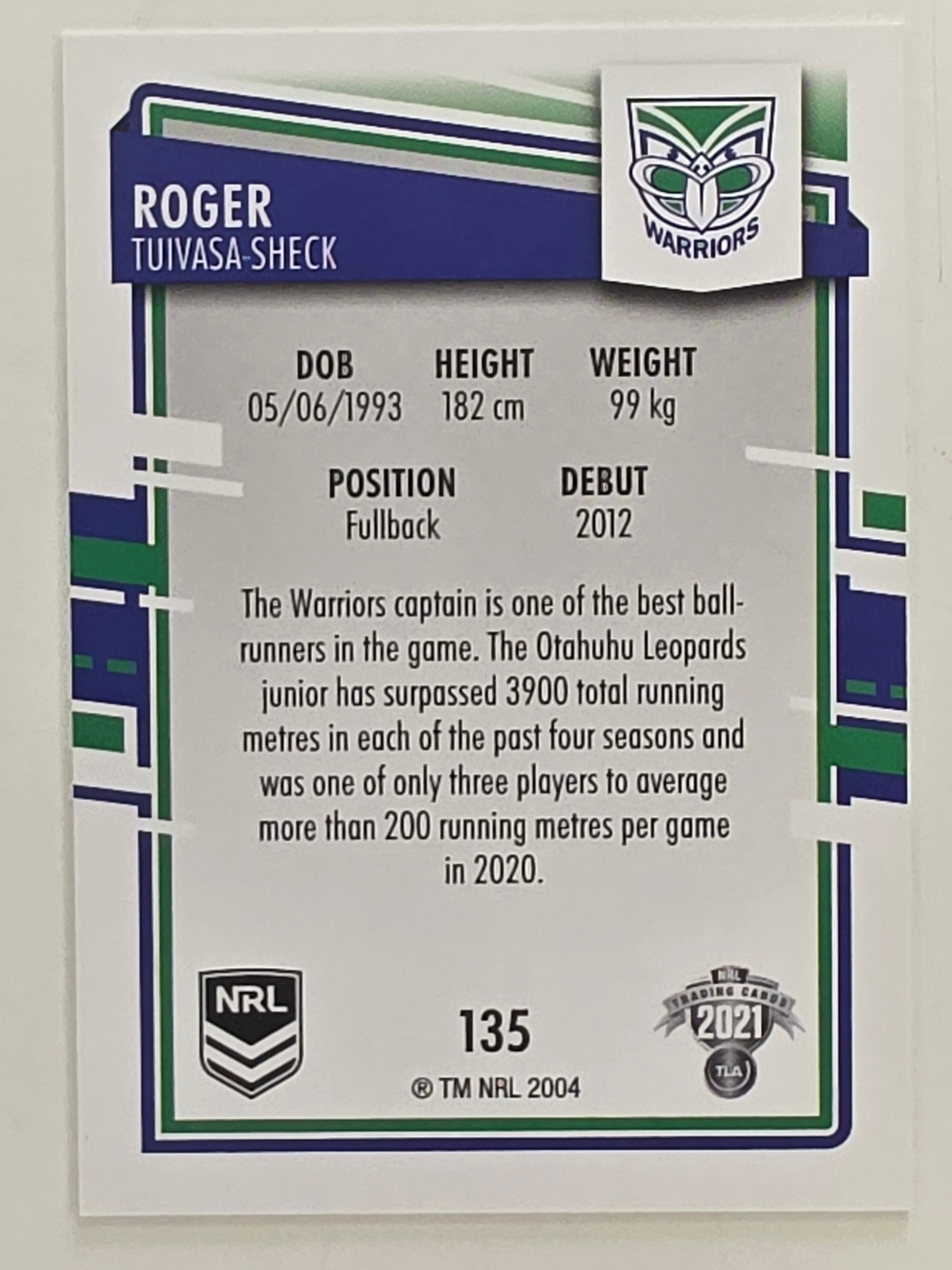 NRL 2021 Elite Base Card #135 Roger Tuivasa-Sheck New Zealand Warriors