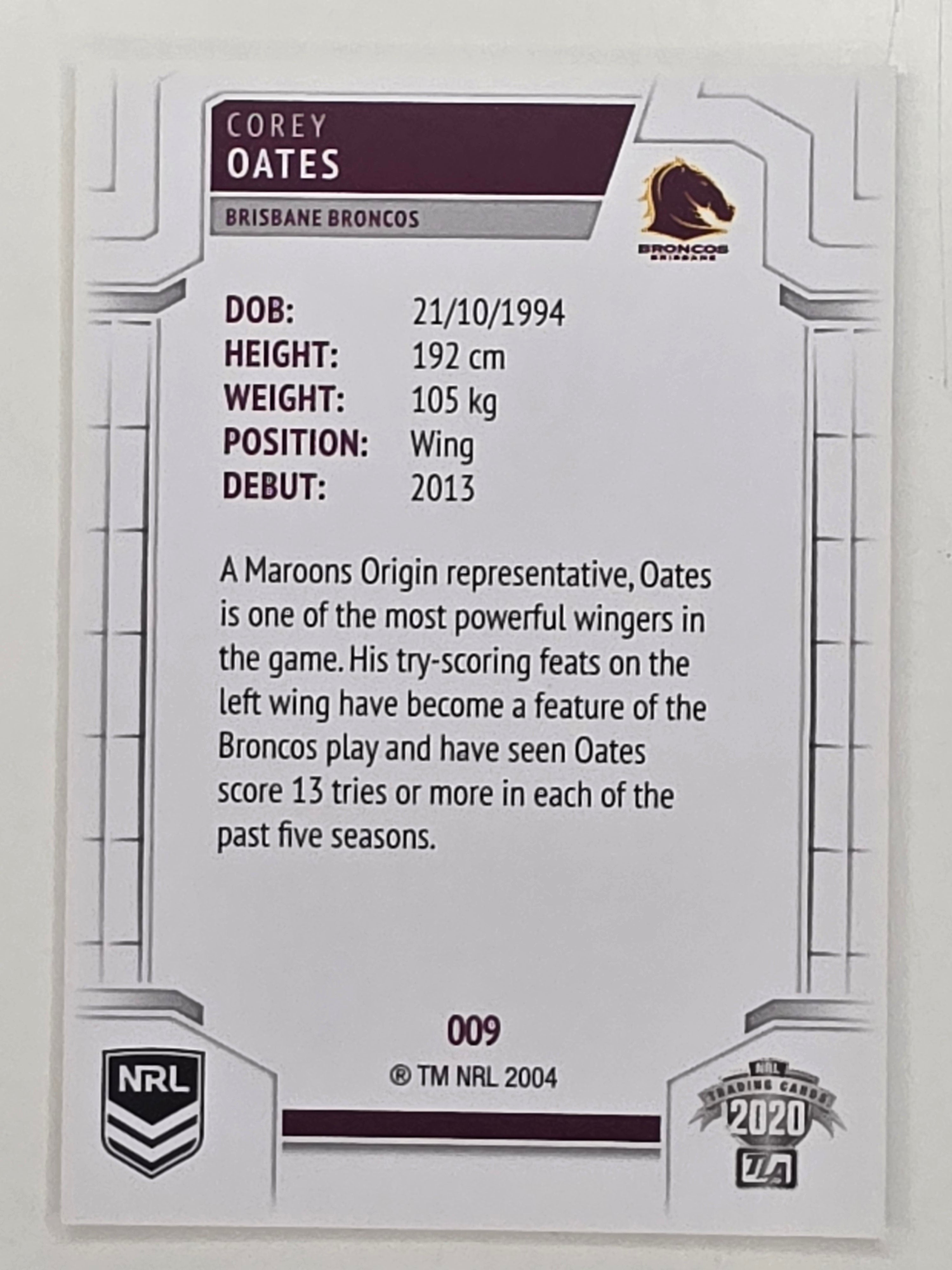 NRL 2020 Elite Base Card #009 Corey Oates Brisbane Broncos