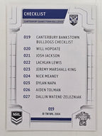 NRL 2020 Elite Base Card #019 Checklist Canterbury Bankstown Bulldogs