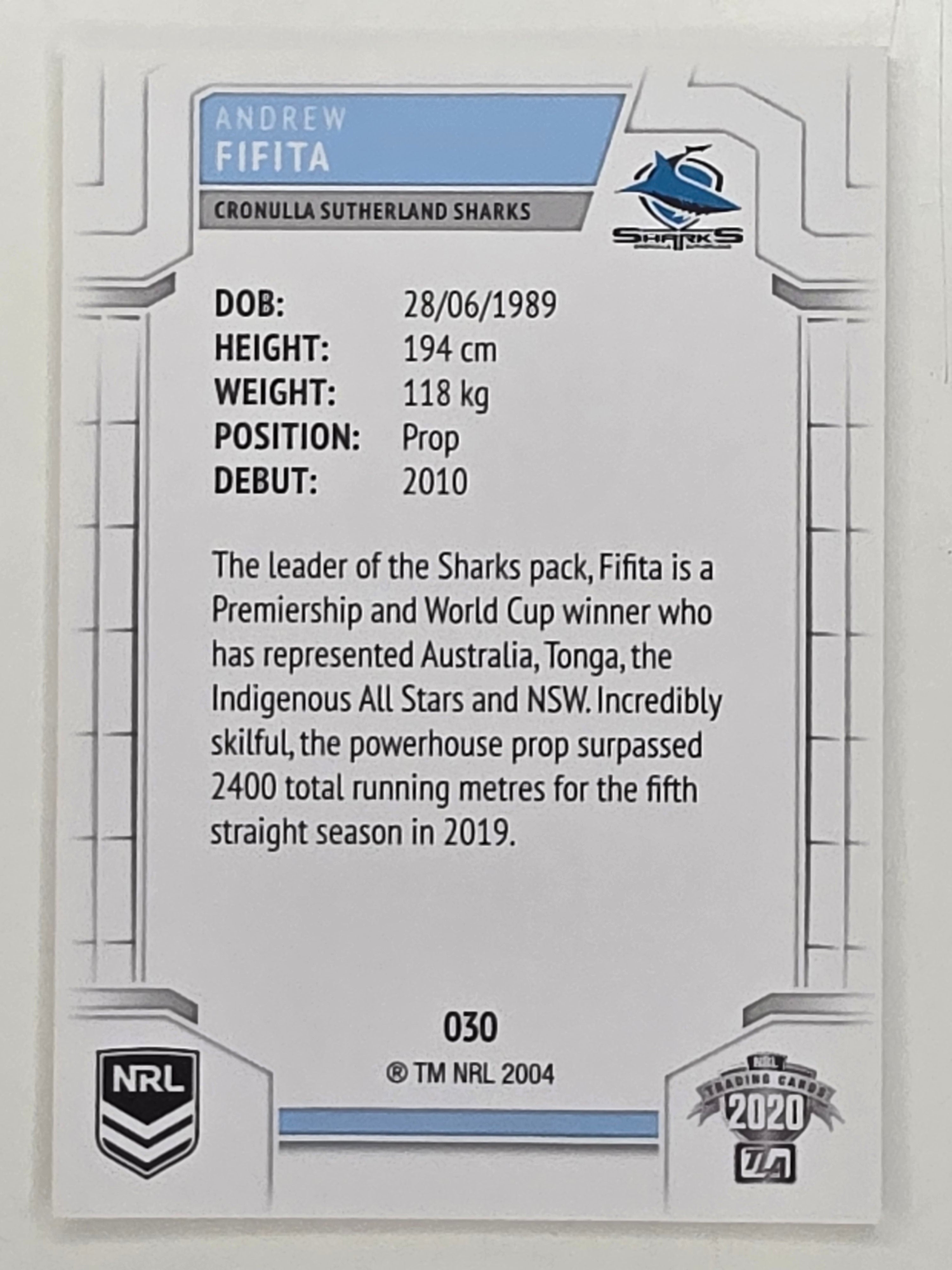 NRL 2020 Elite Base Card #030 Andrew Fifita Cronulla Sutherland Sharks