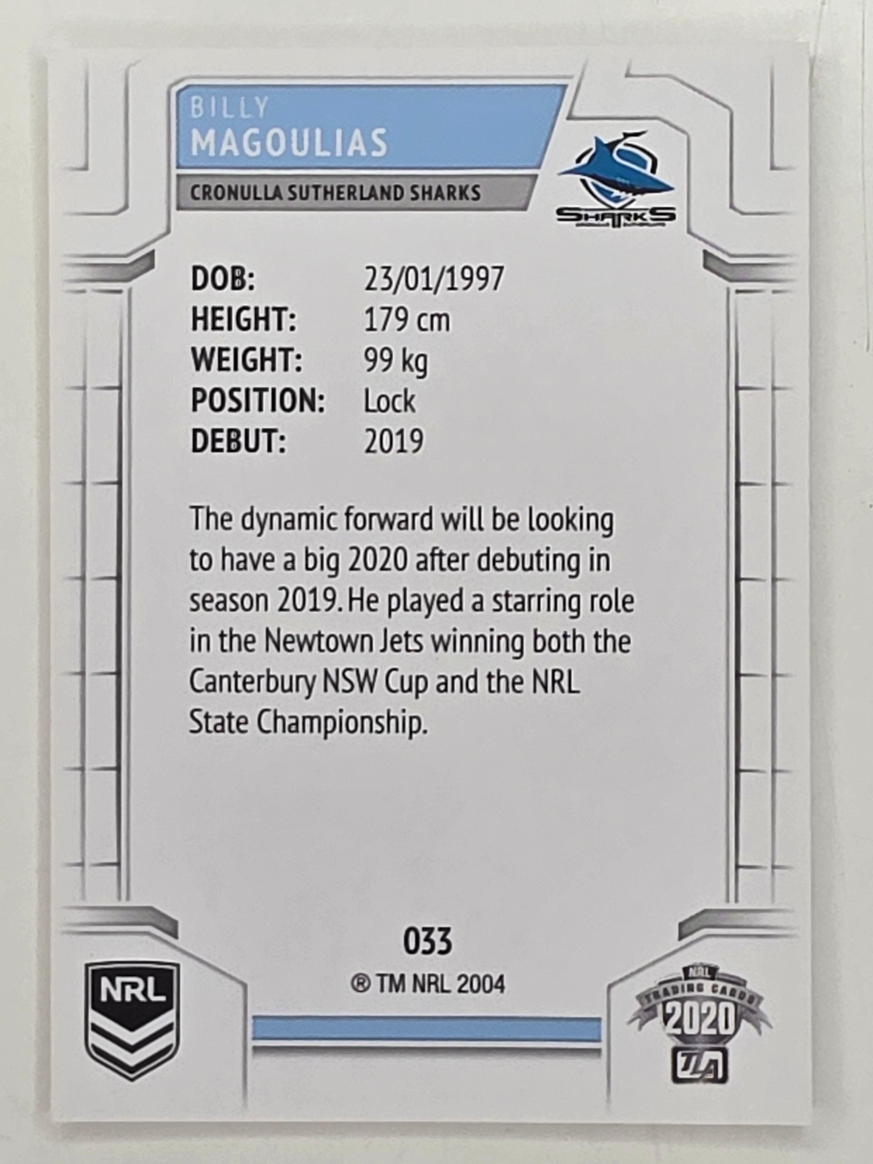 NRL 2020 Elite Base Card #033 Billy Magoulias Cronulla Sutherland Sharks