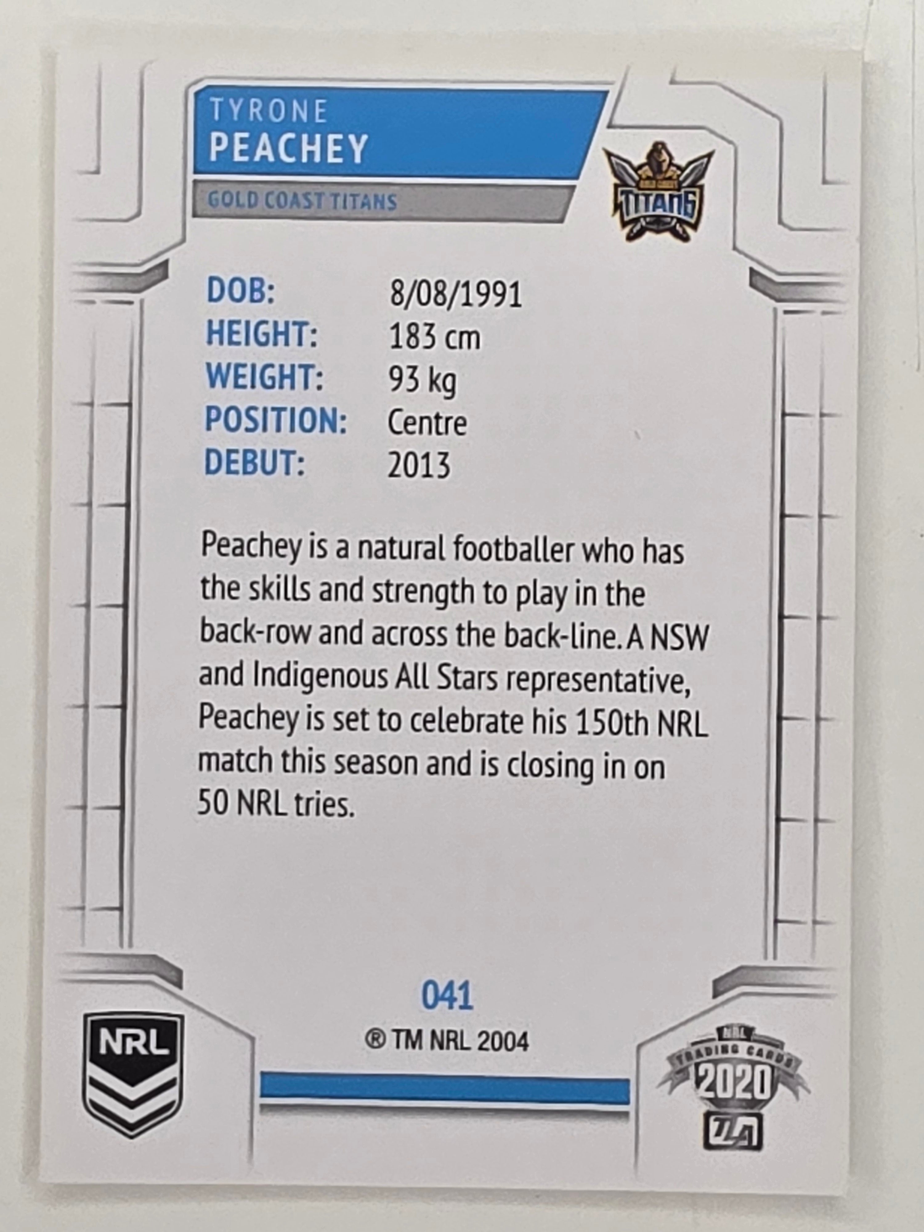 NRL 2020 Elite Base Card #041 Tyrone Peachey Gold Coast Titans