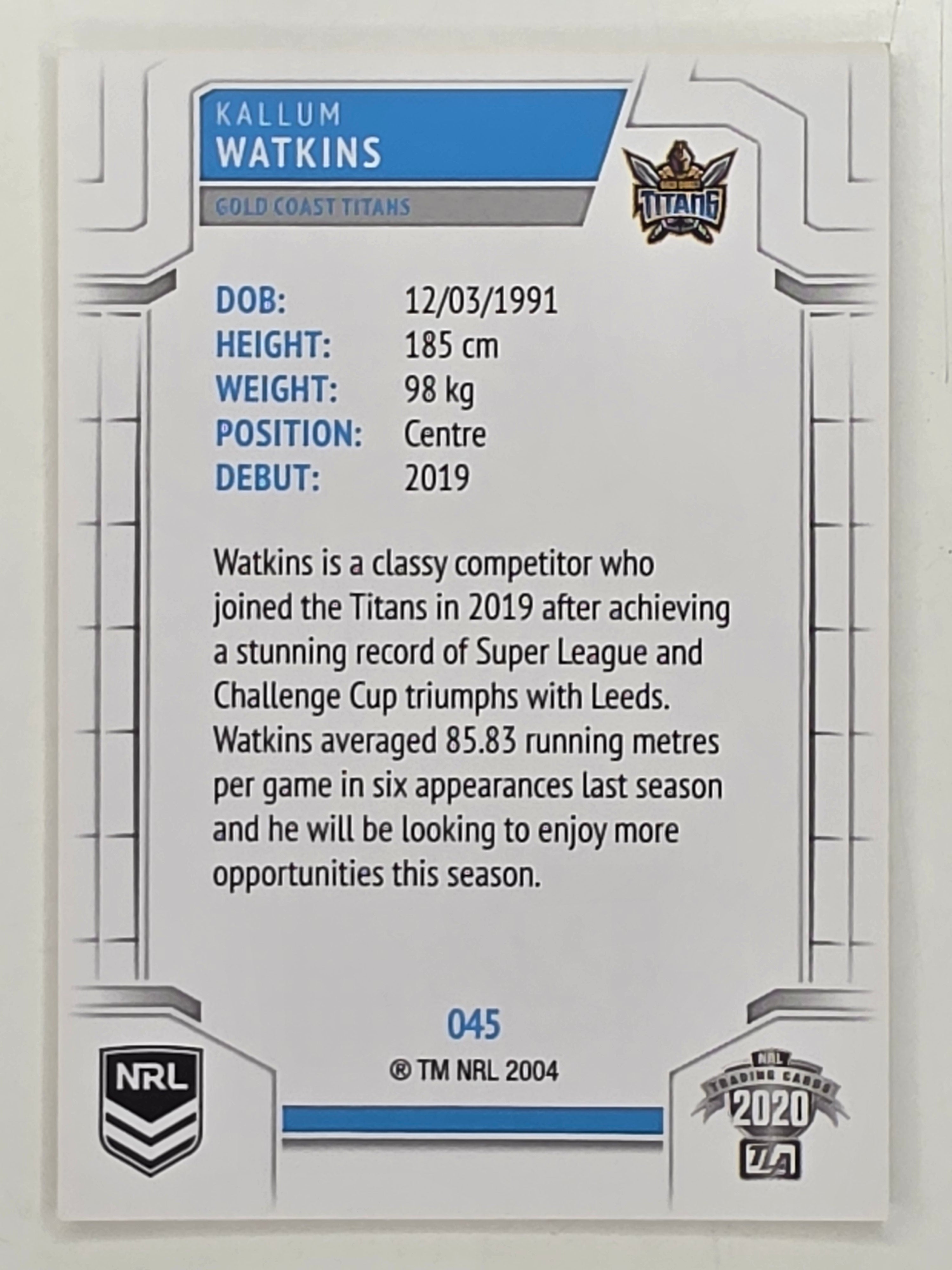 NRL 2020 Elite Base Card #045 KalIum Watkins Gold Coast Titans