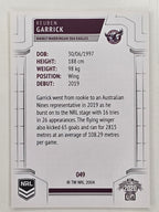 NRL 2020 Elite Base Card #049 Reuben Garrick Manly Warringah Sea Eagles