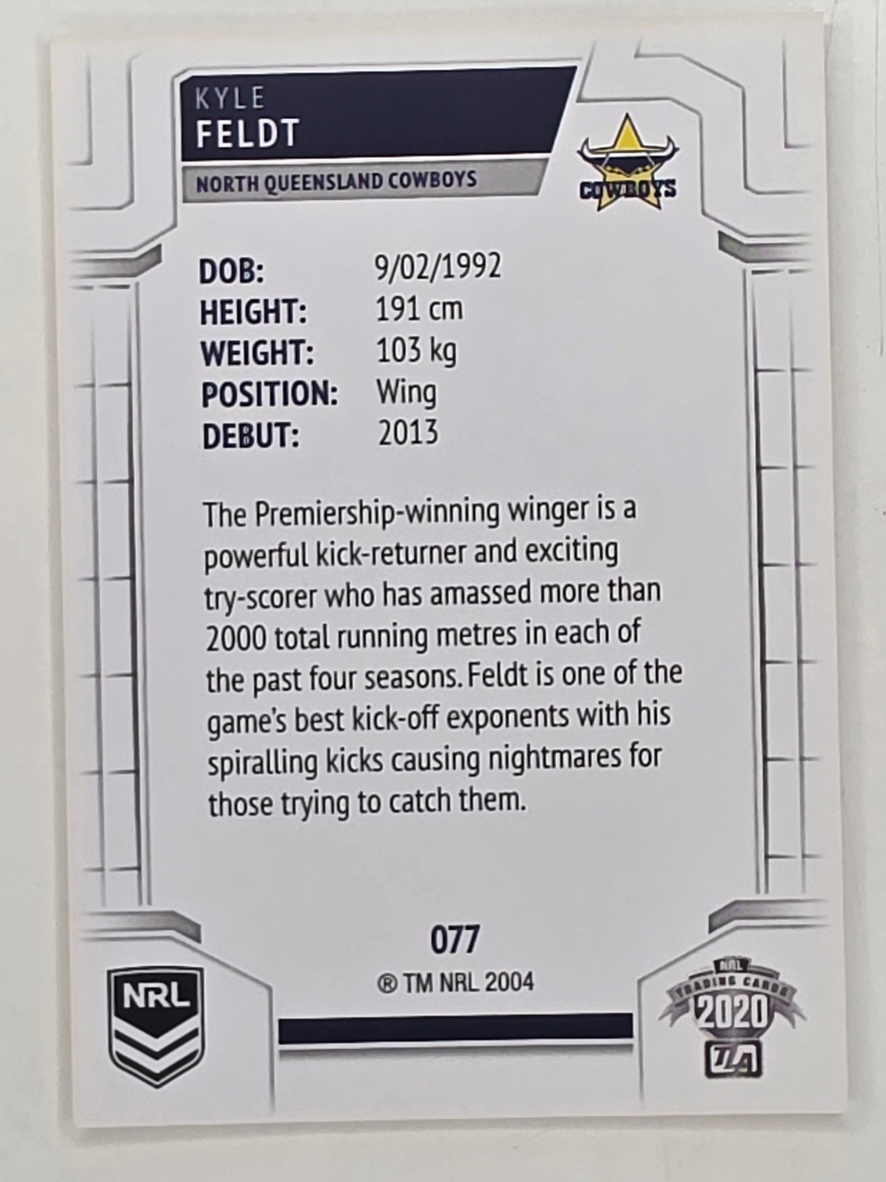 NRL 2020 Elite Base Card #077 Kyle Feldt North Queensland Cowboys