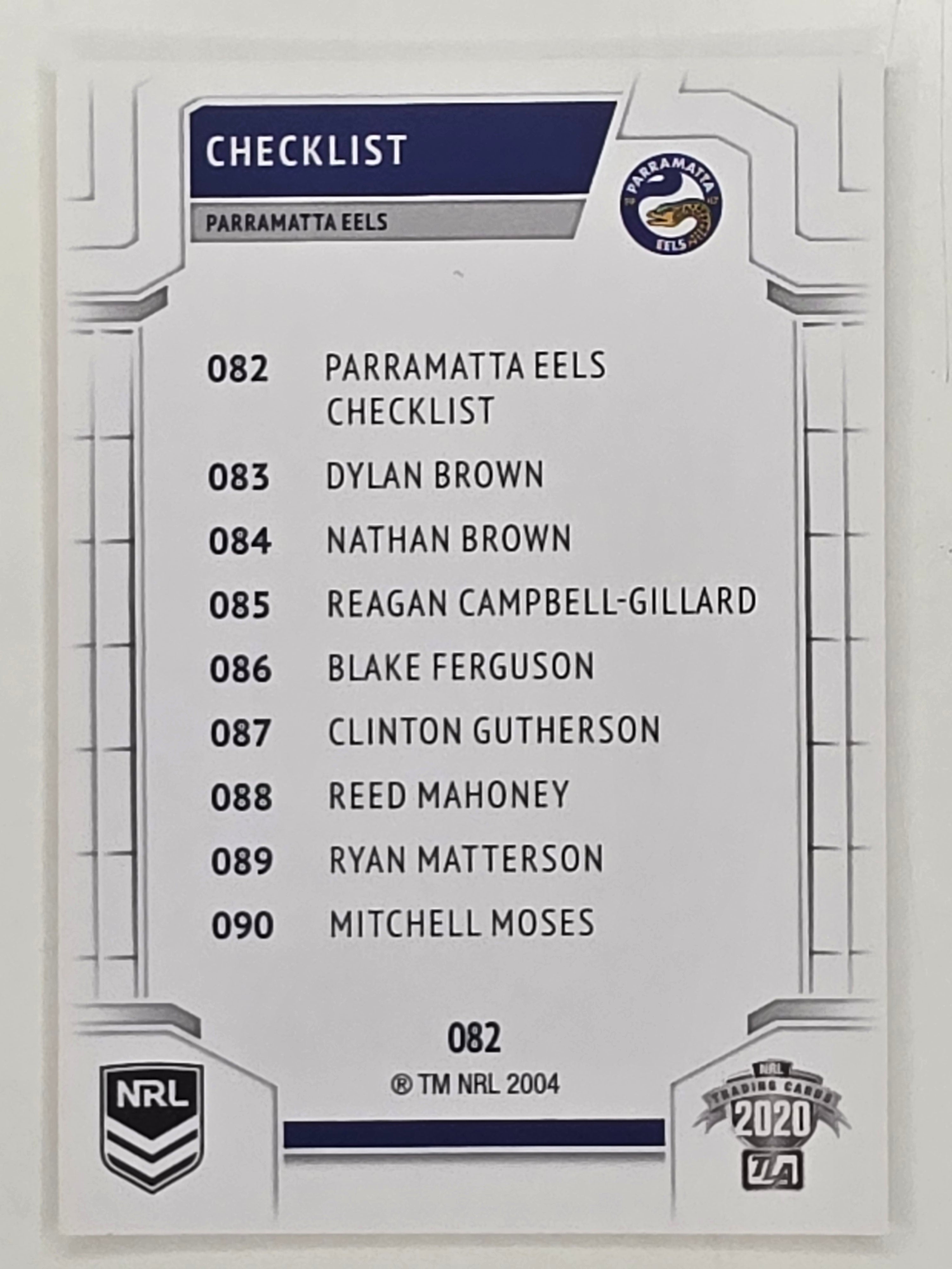 NRL 2020 Elite Base Card #082 Checklist Parramatta Eels