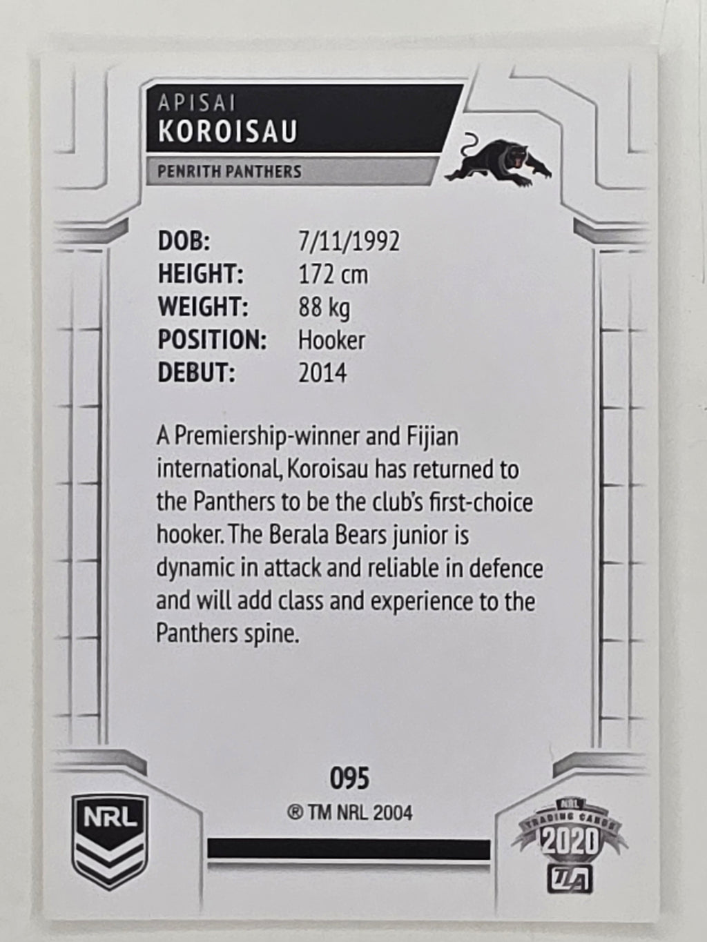 NRL 2020 Elite Base Card #095 Apisai Koroisau Penrith Panthers