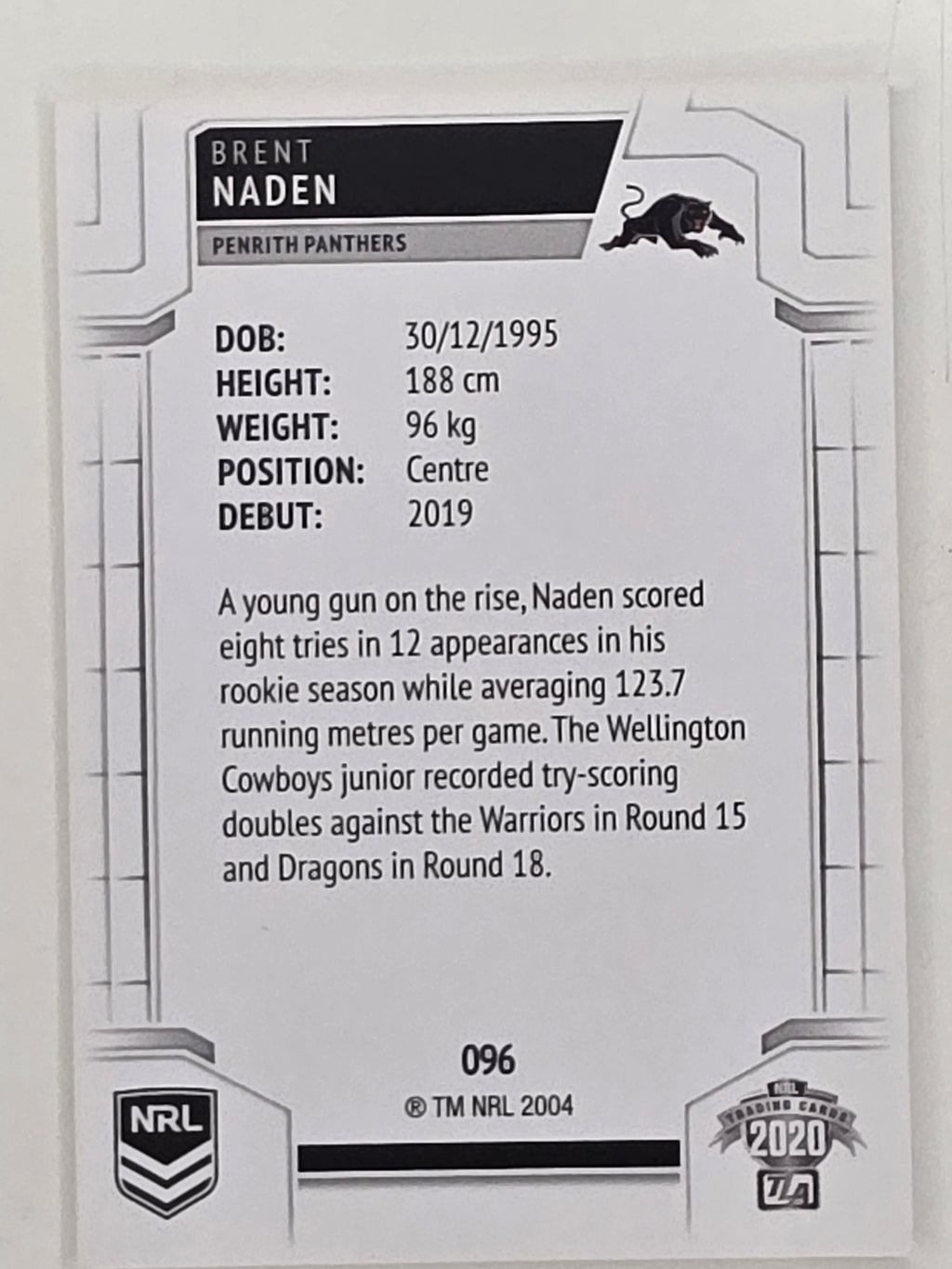 NRL 2020 Elite Base Card #096 Brent Naden Penrith Panthers