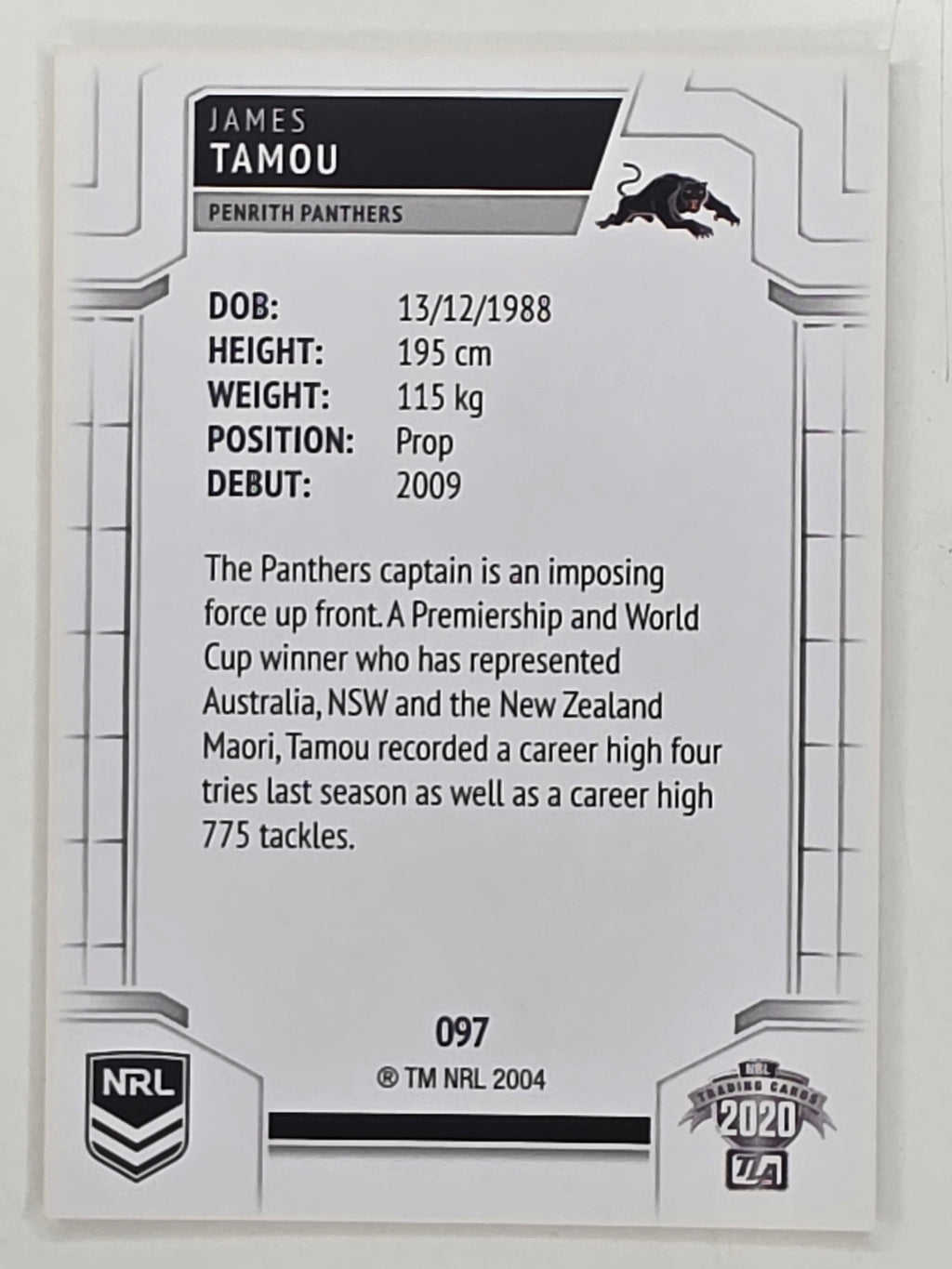 NRL 2020 Elite Base Card #097 James Tamou Penrith Panthers