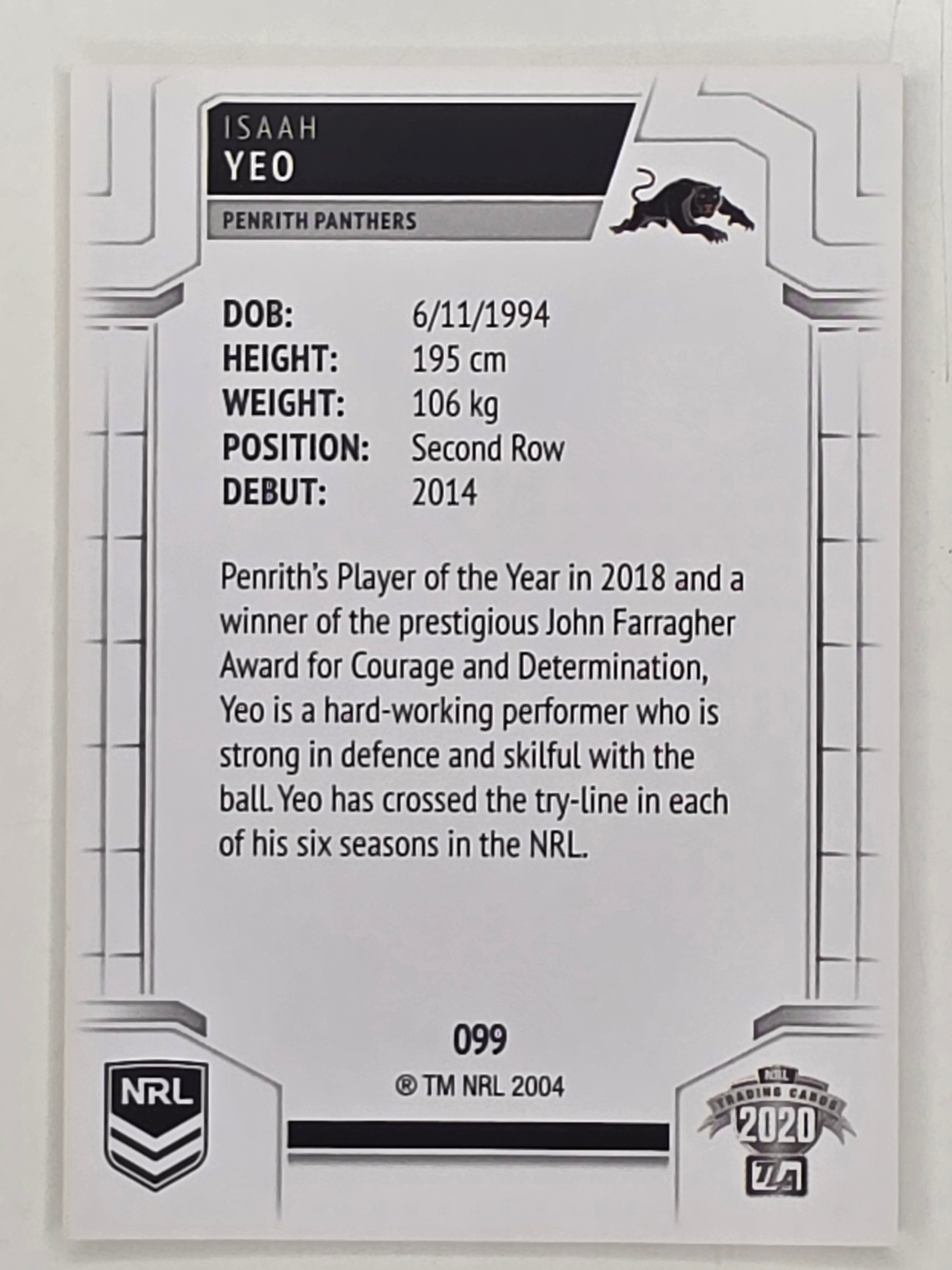 NRL 2020 Elite Base Card #099 Isaah Yeo Penrith Panthers