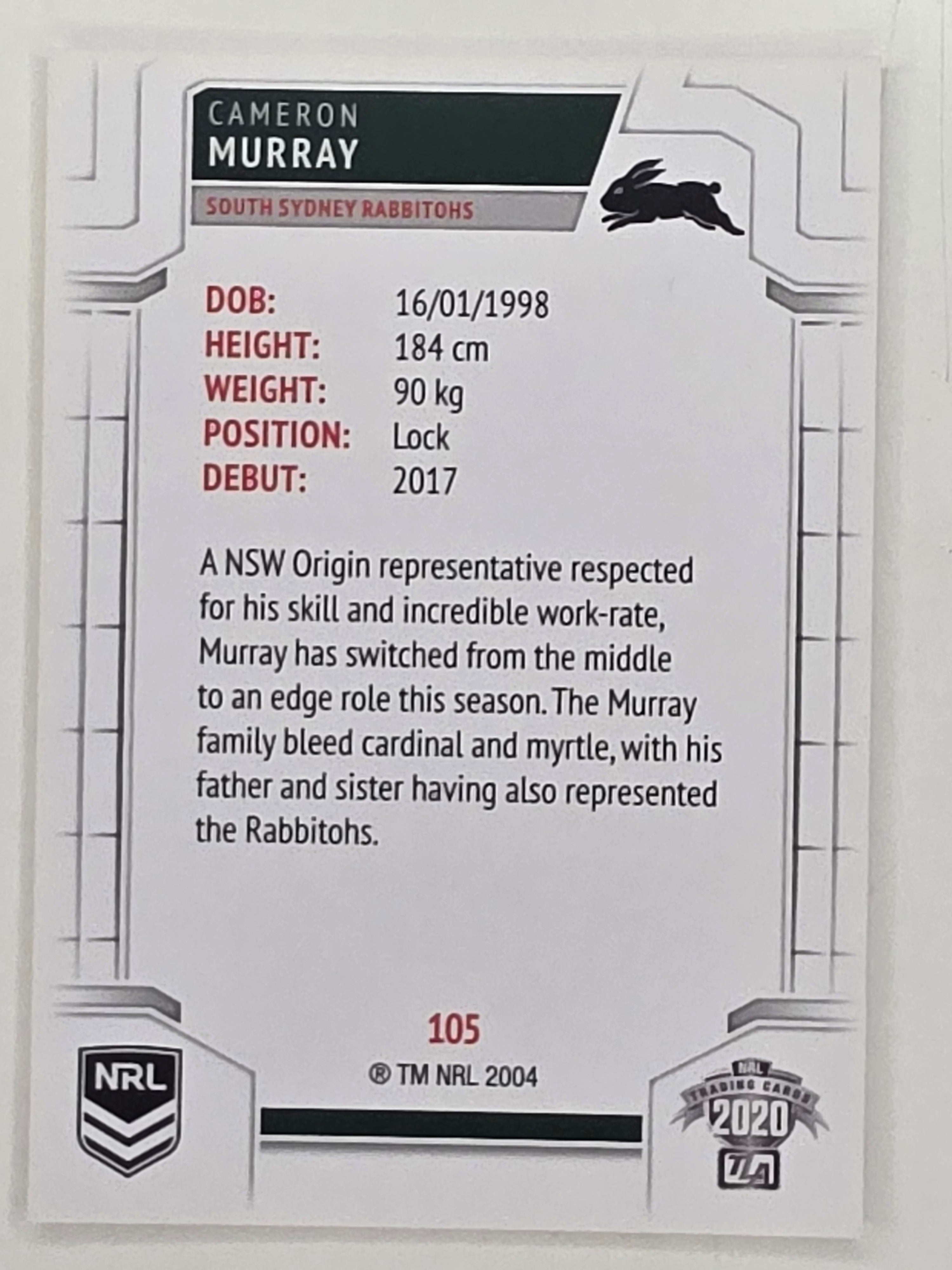 NRL 2020 Elite Base Card #105 Cameron Murray South Sydney Rabbitohs