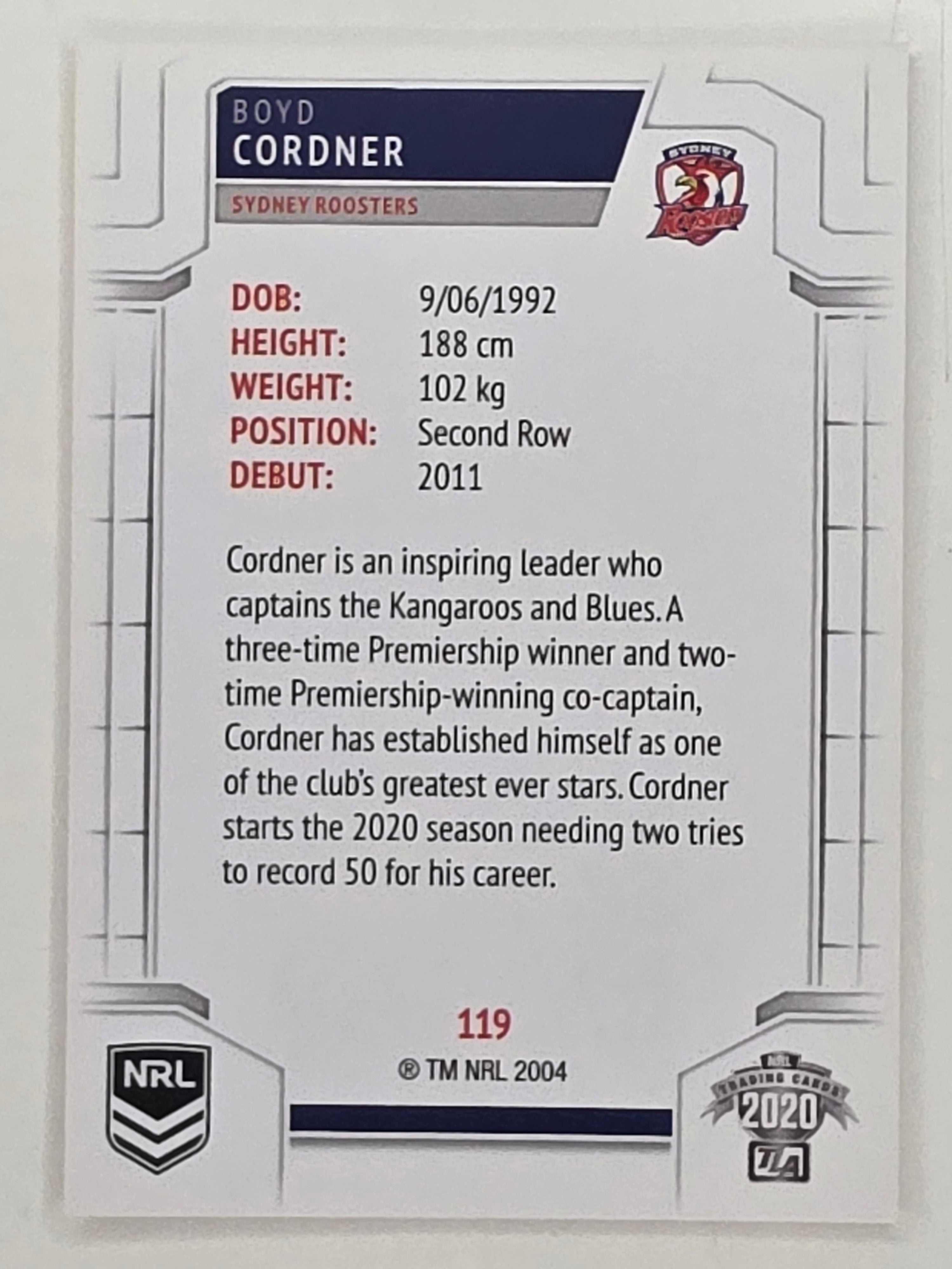 NRL 2020 Elite Base Card #119 Boyd Cordner Sydney Roosters