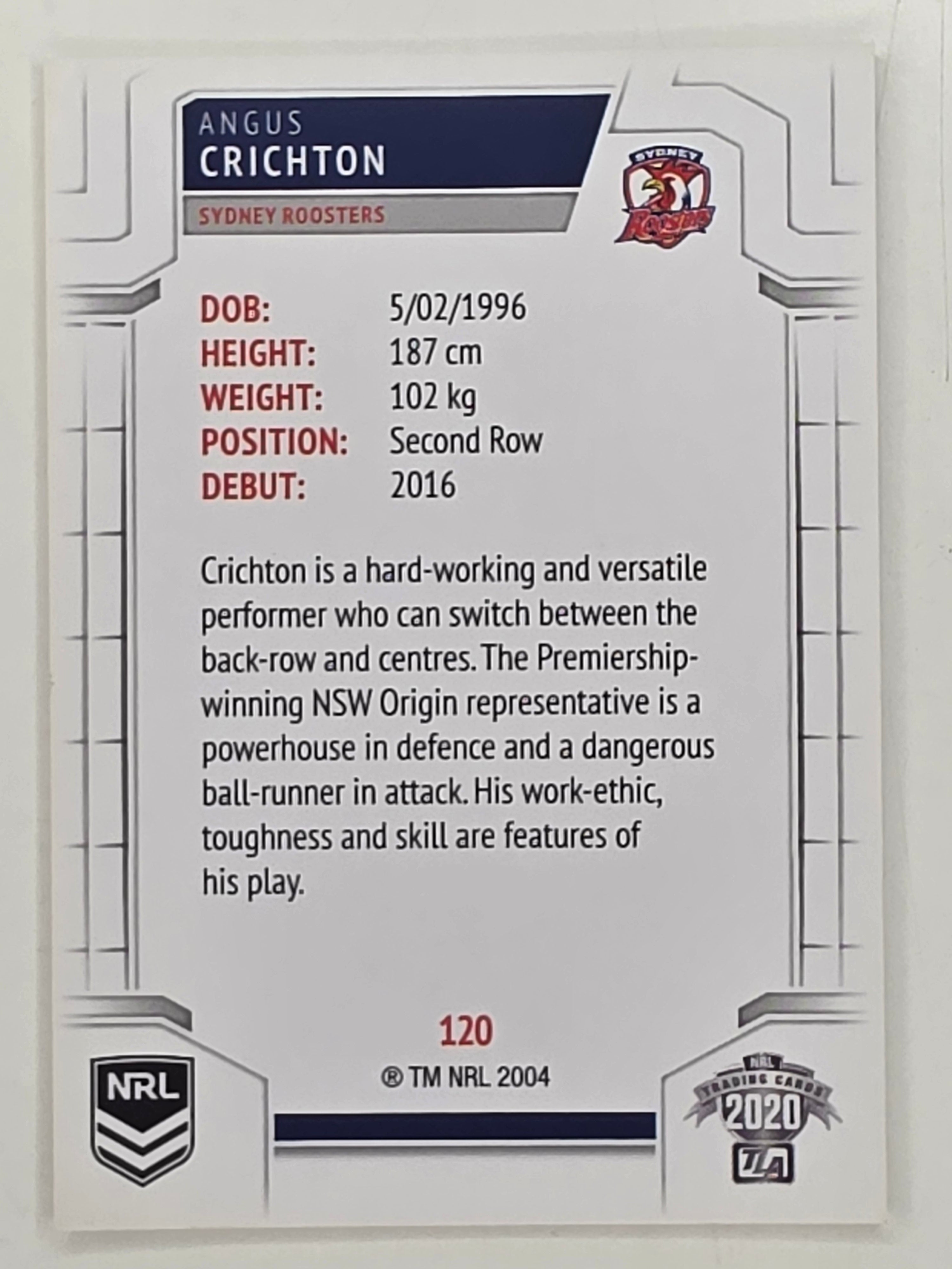 NRL 2020 Elite Base Card #120 Angus Crichton Sydney Roosters