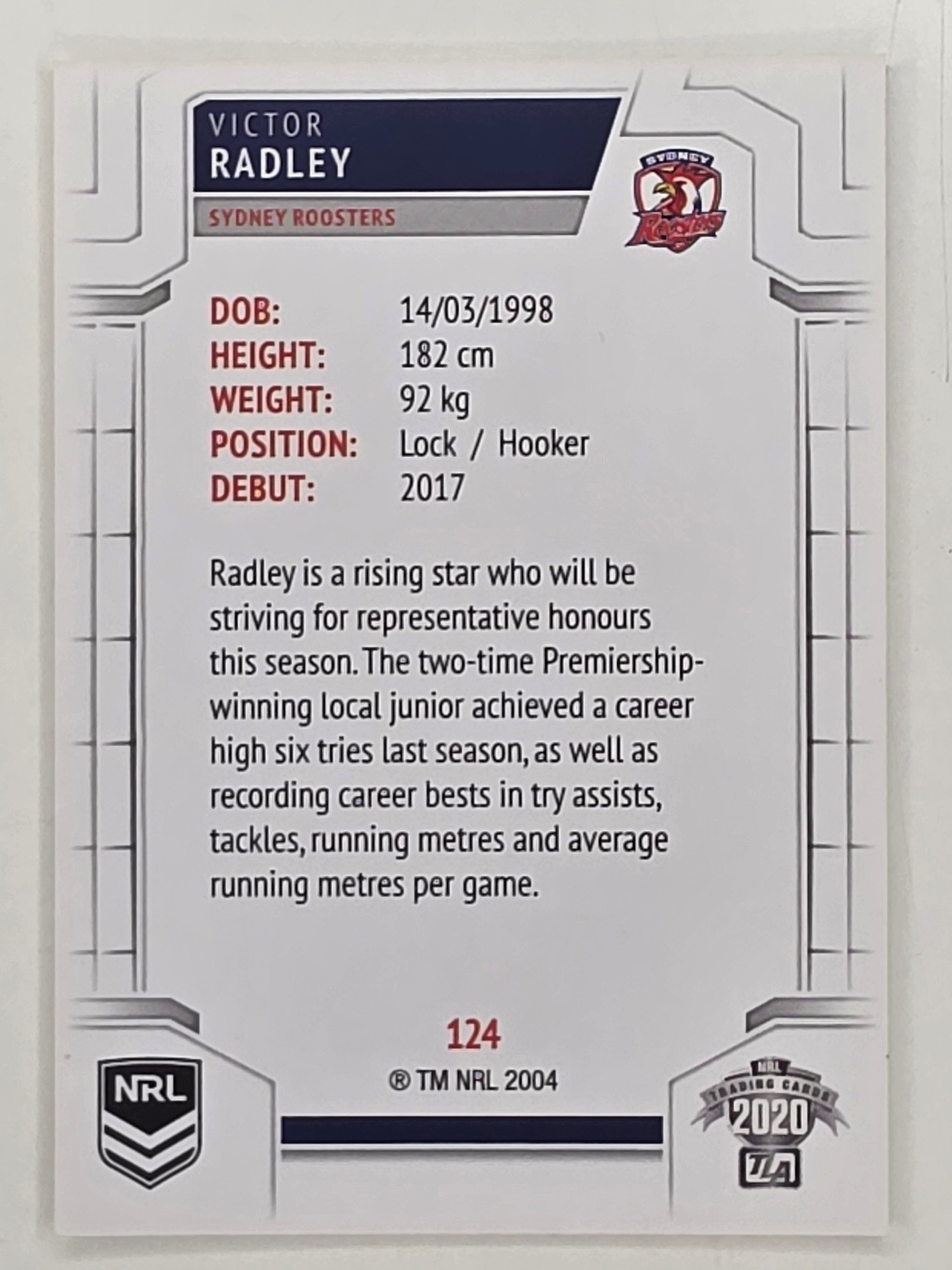 NRL 2020 Elite Base Card #124 Victor Radley Sydney Roosters