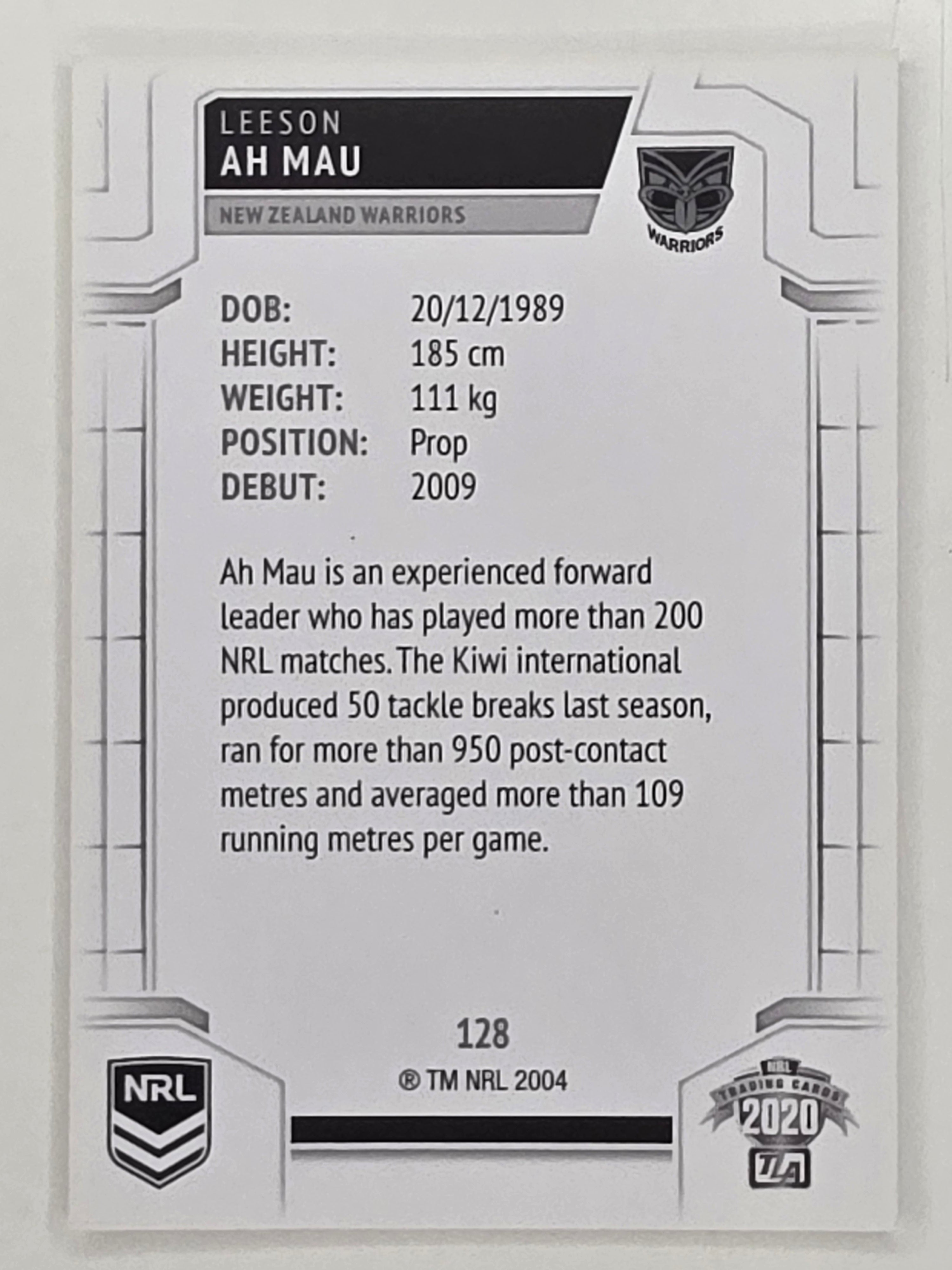 NRL 2020 Elite Base Card #128 Leeson Ah Mau New Zealand Warriors