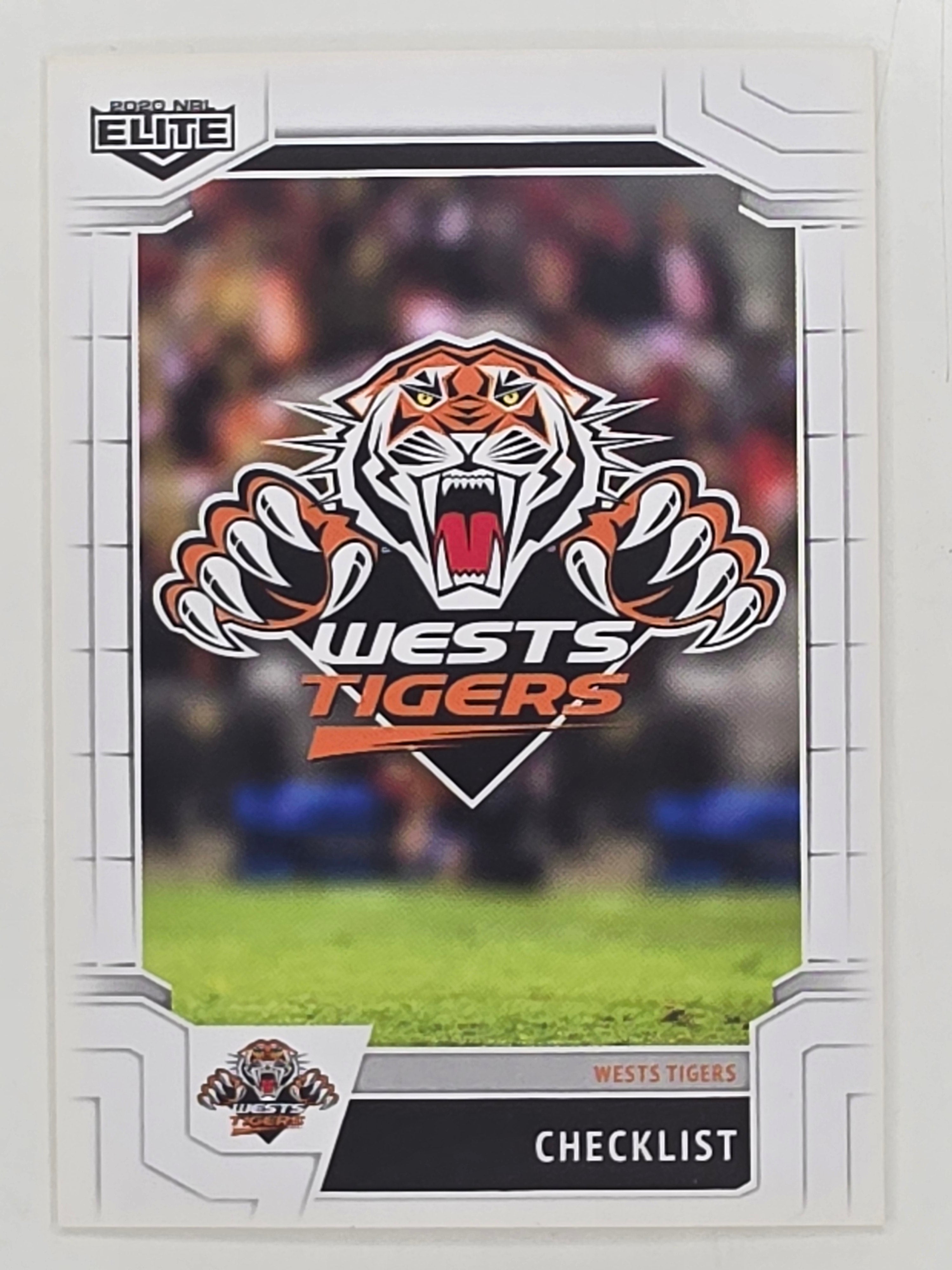 NRL 2020 Elite Base Card #136 Checklist Wests Tigers
