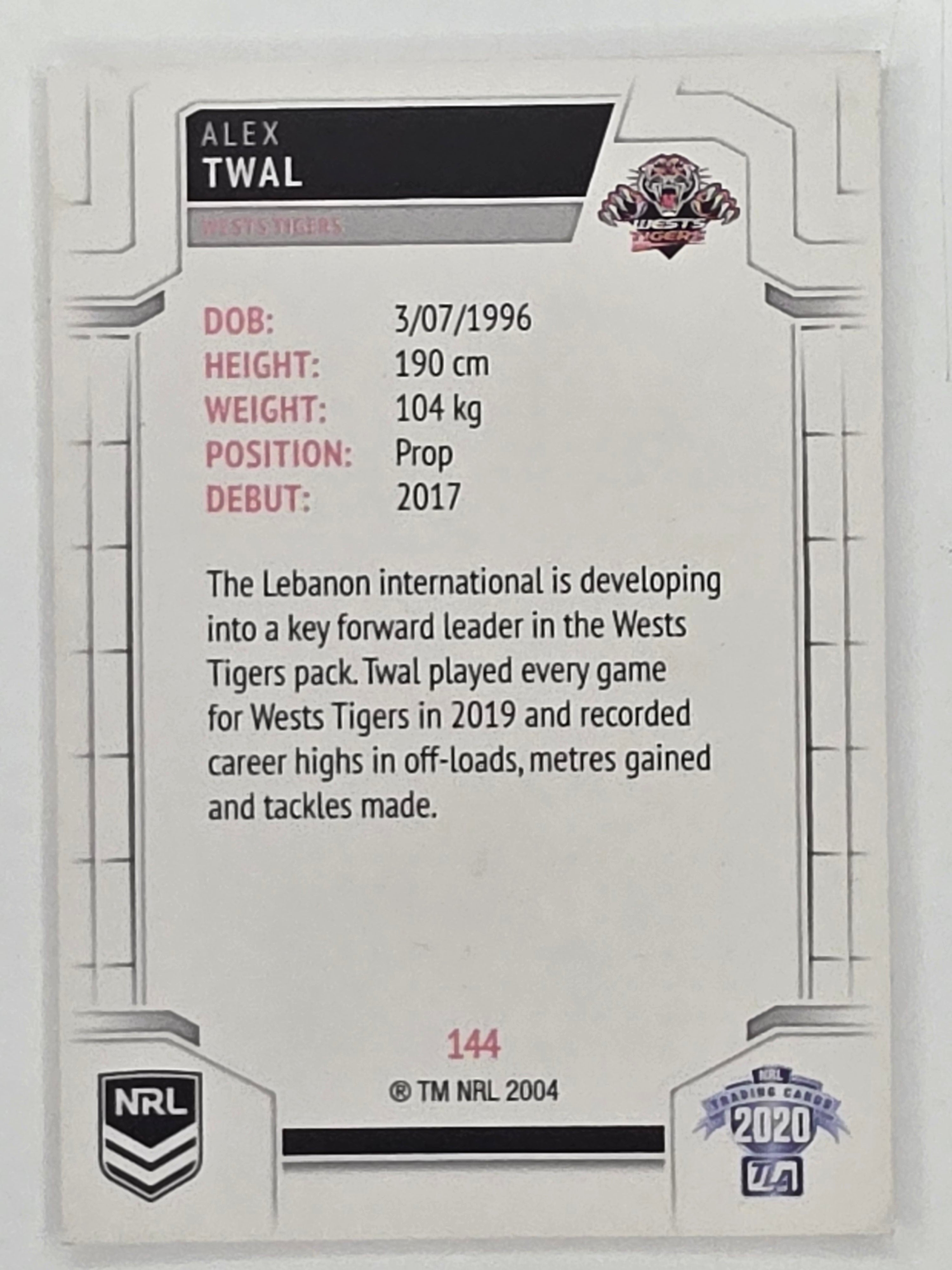 NRL 2020 Elite Base Card #144 Alex Twal Wests Tigers
